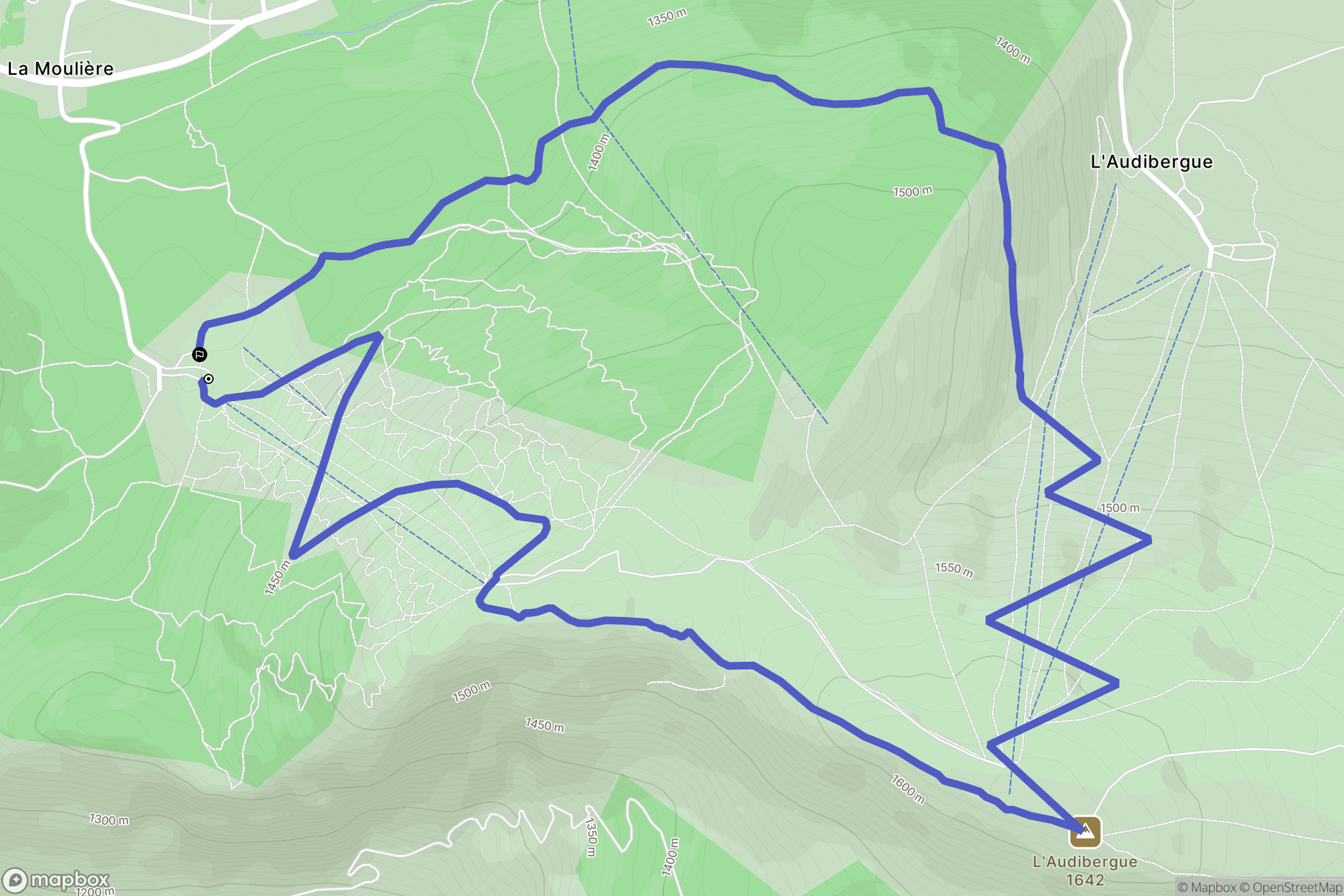 Caille : carte du parcours de randonnée - France