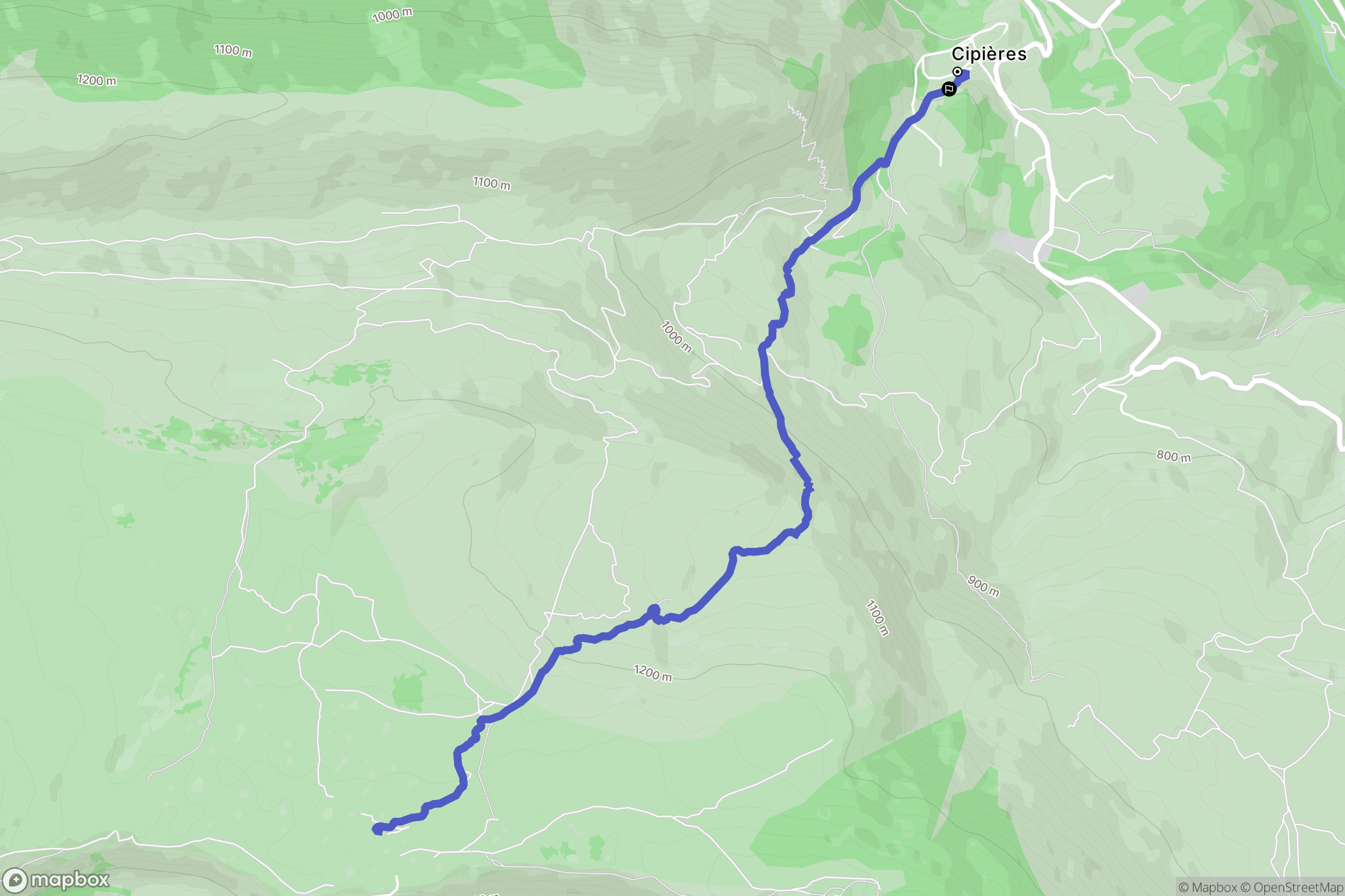 Cipières : carte du parcours de randonnée - France