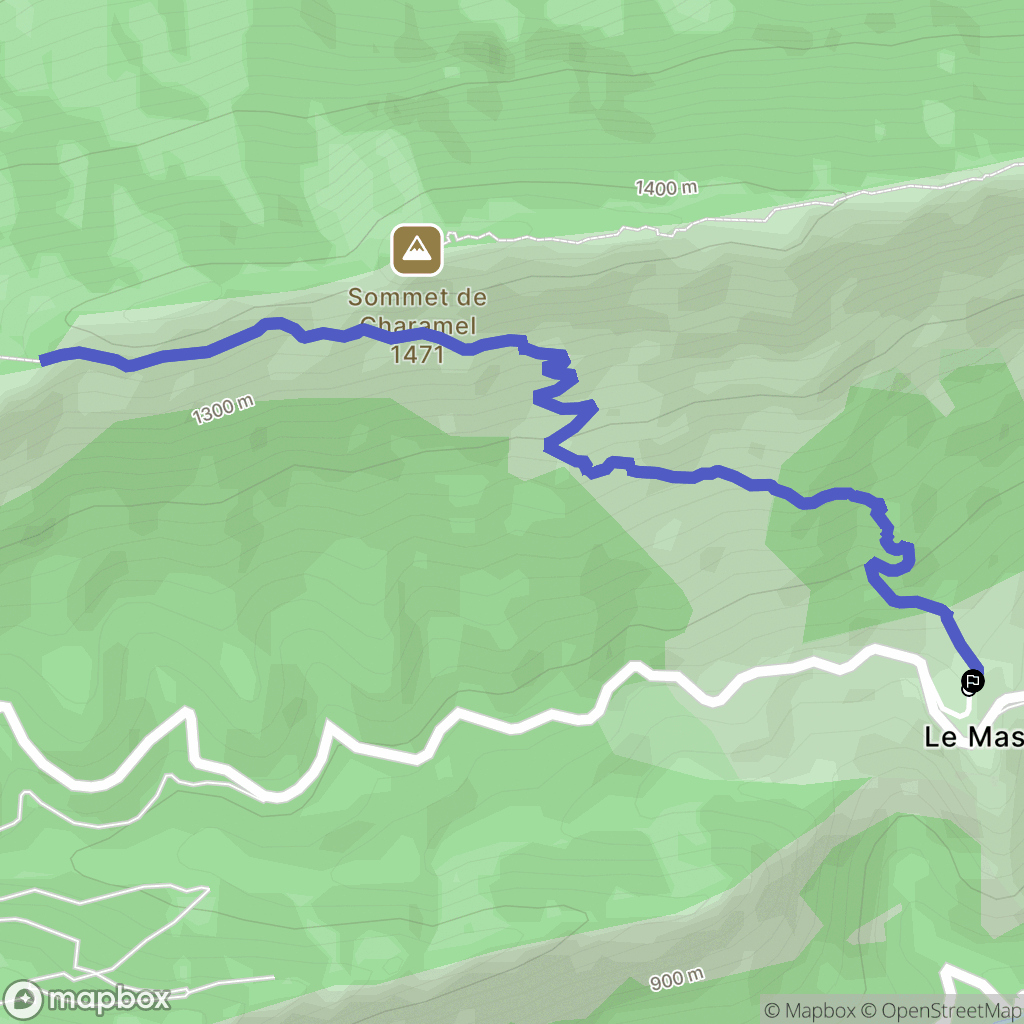 Le Mas : carte du parcours de randonnée - France