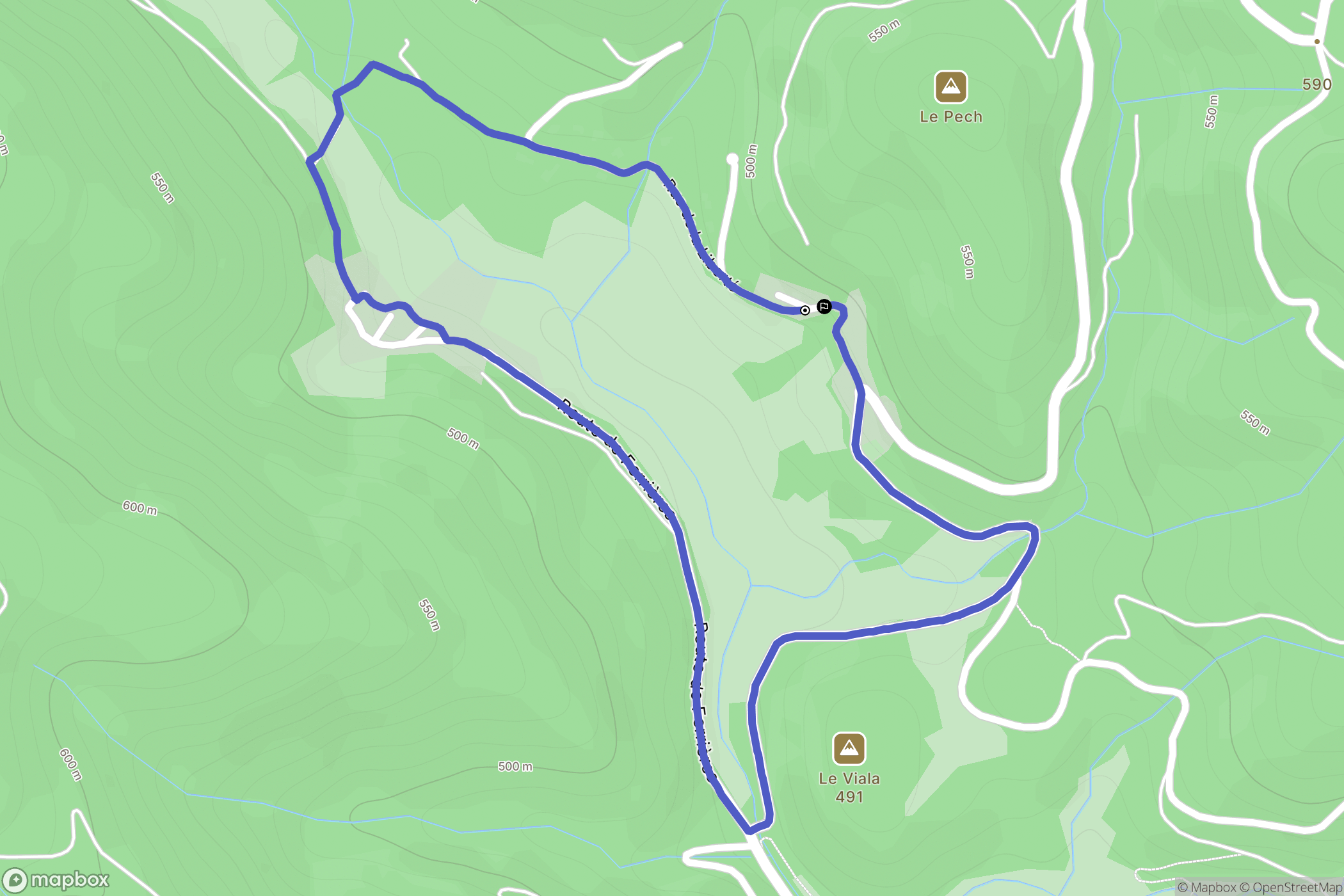 Ferrières-Poussarou : carte du parcours de randonnée - France