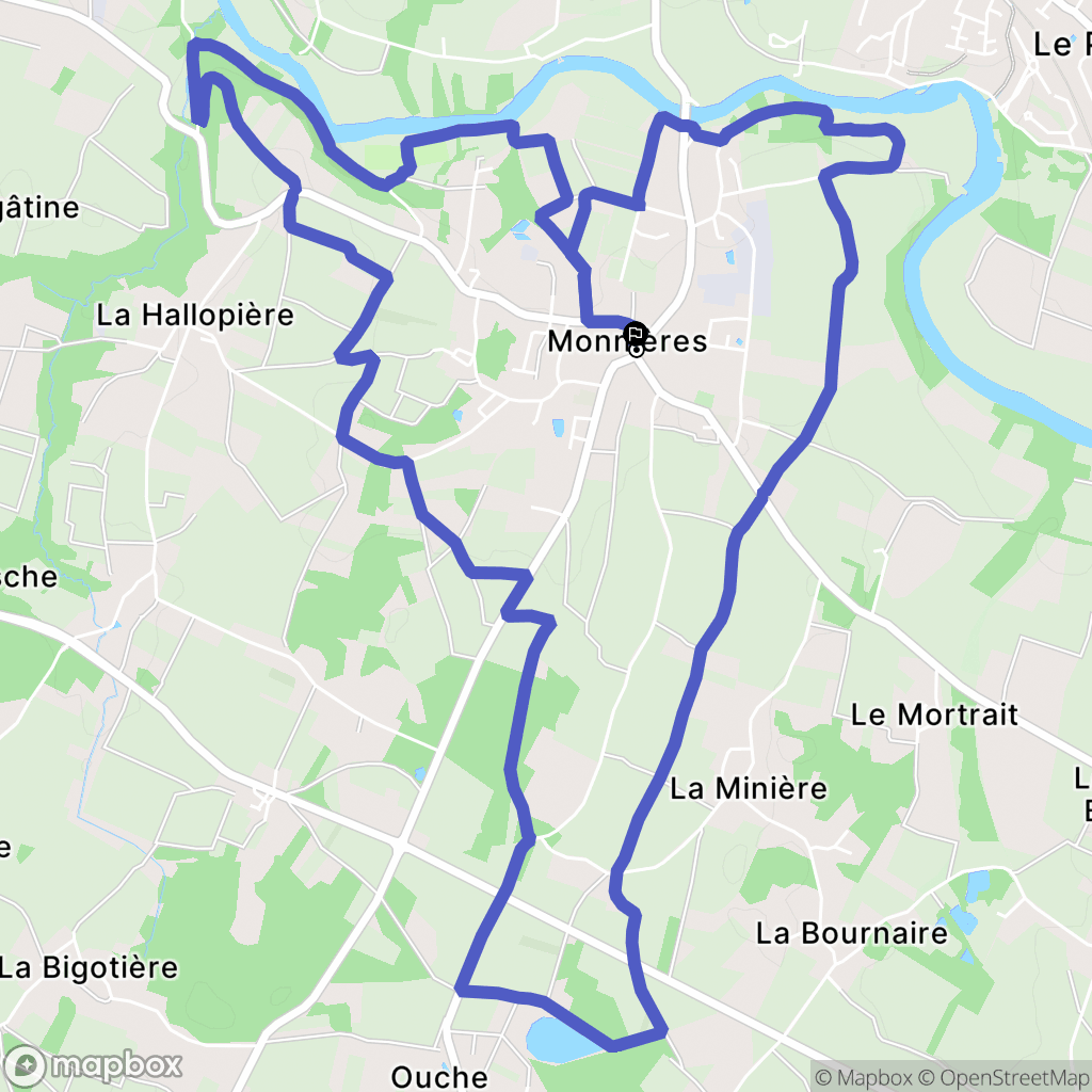 Monnières : carte du parcours de randonnée - France