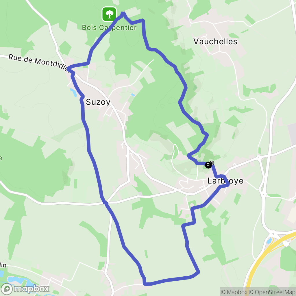 Larbroye : carte du parcours de randonnée - France