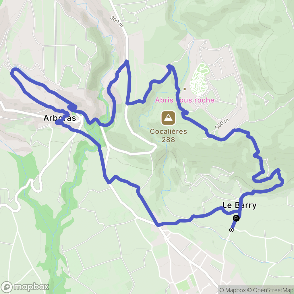 Montpeyroux : carte du parcours de randonnée - France