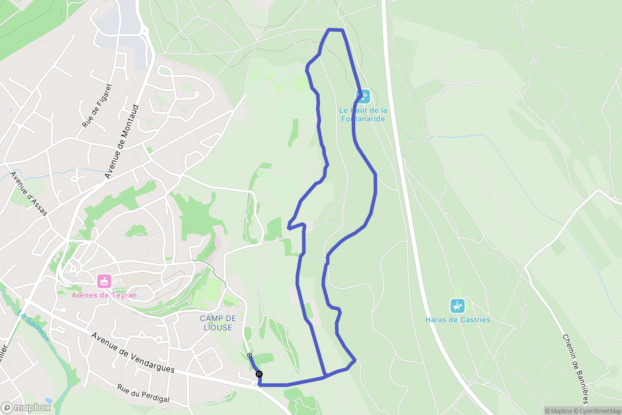 Teyran : carte du parcours de randonnée - France