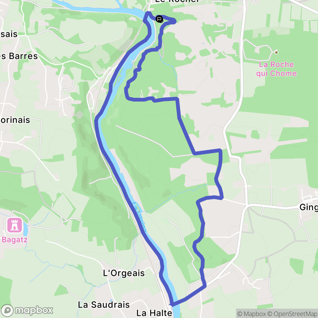 Le Rocher, Bruz : carte du parcours de randonnée - France