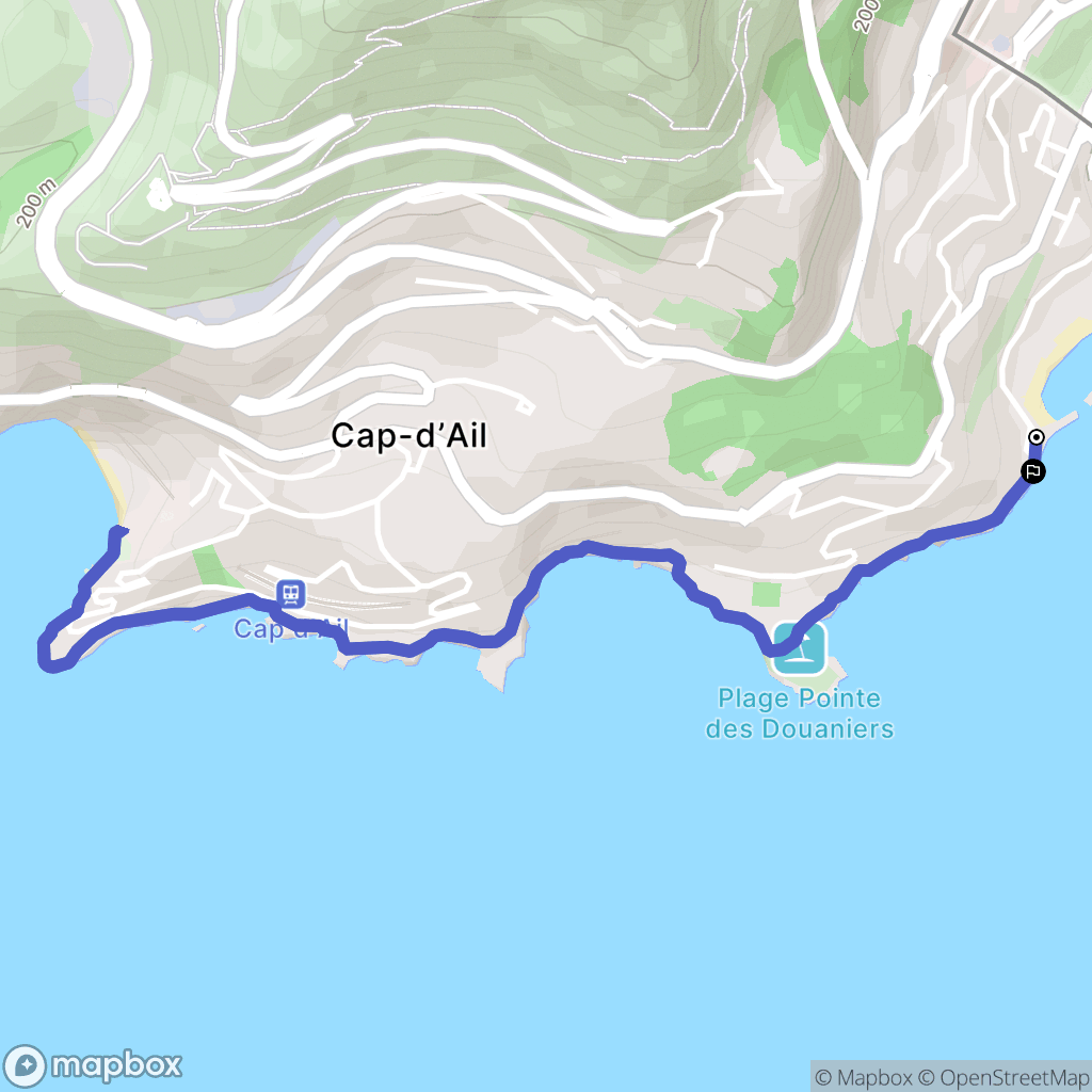 Cap d'Ail : carte du parcours de randonnée - France