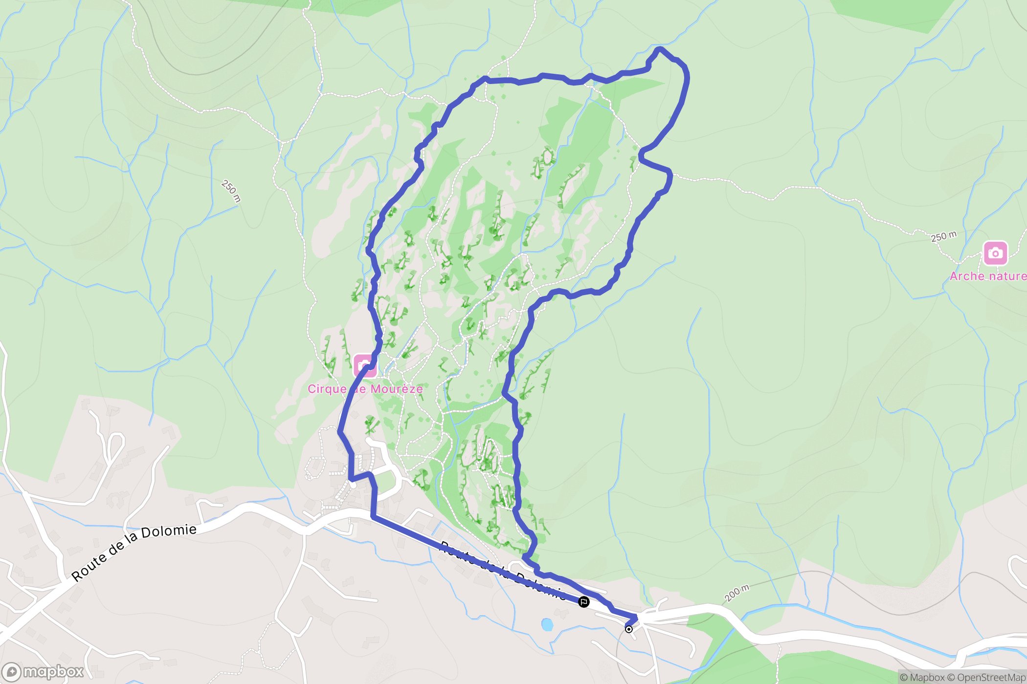 Mourèze : carte du parcours de randonnée - France