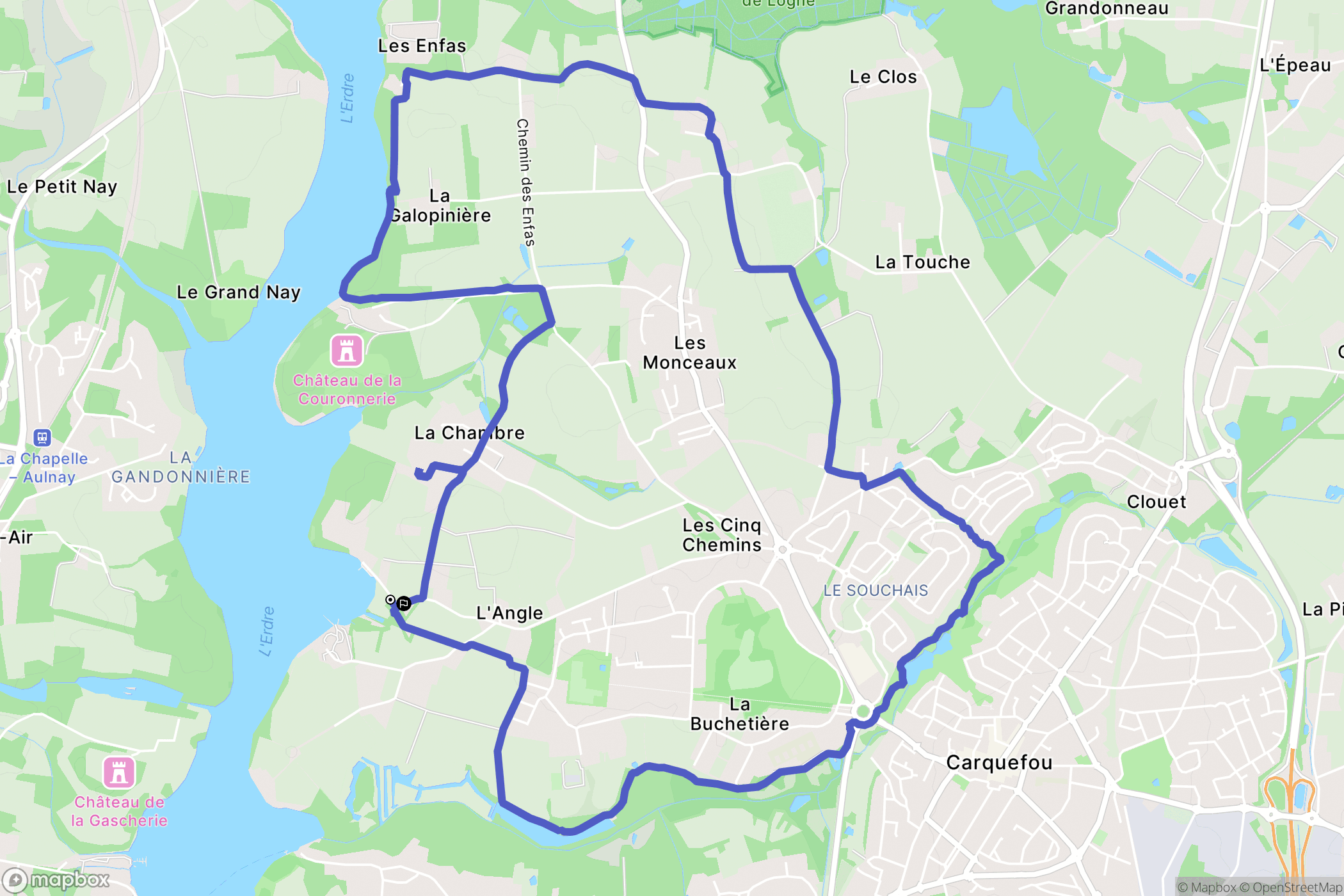 Carquefou : carte du parcours de randonnée - France