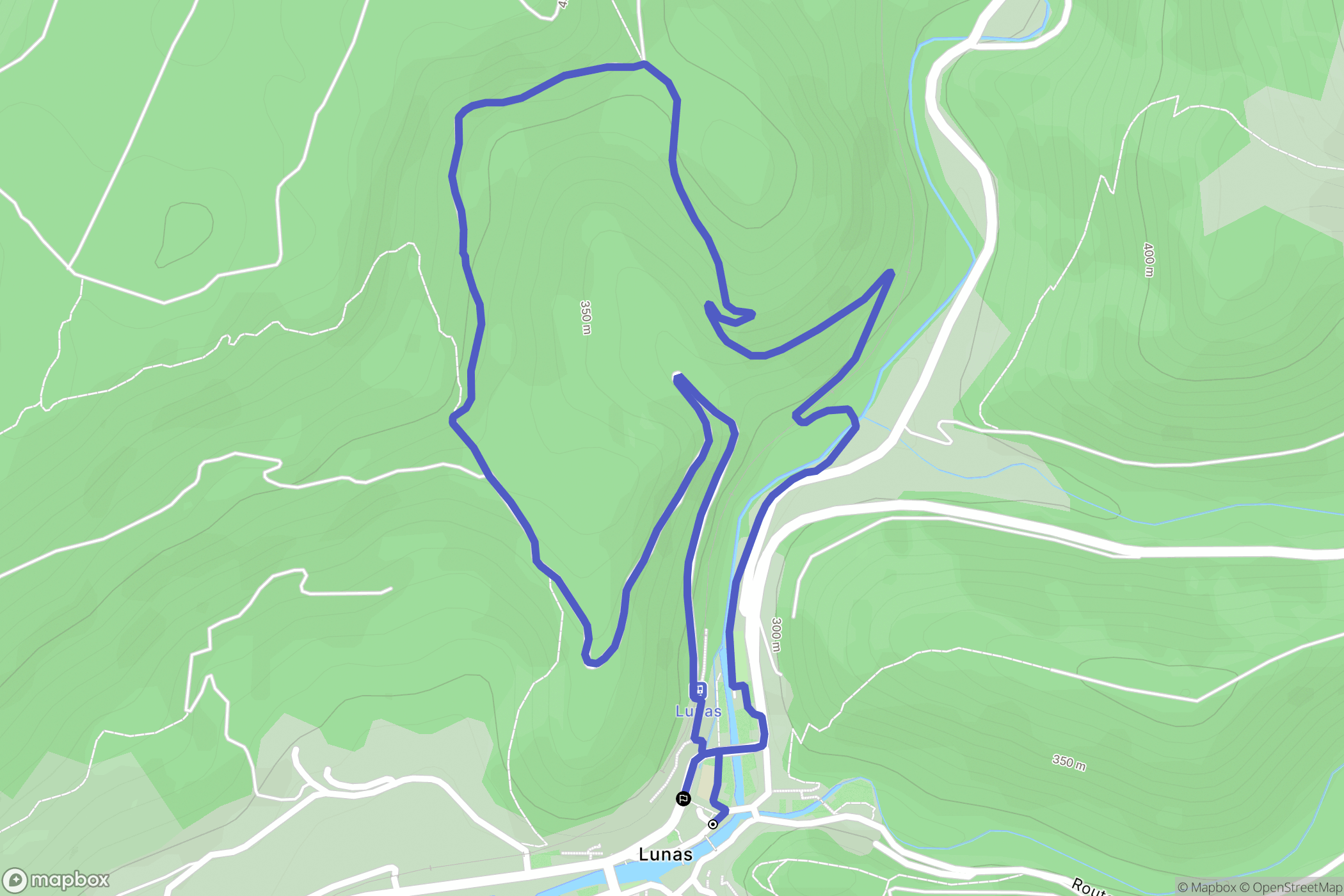 Lunas : carte du parcours de randonnée - France