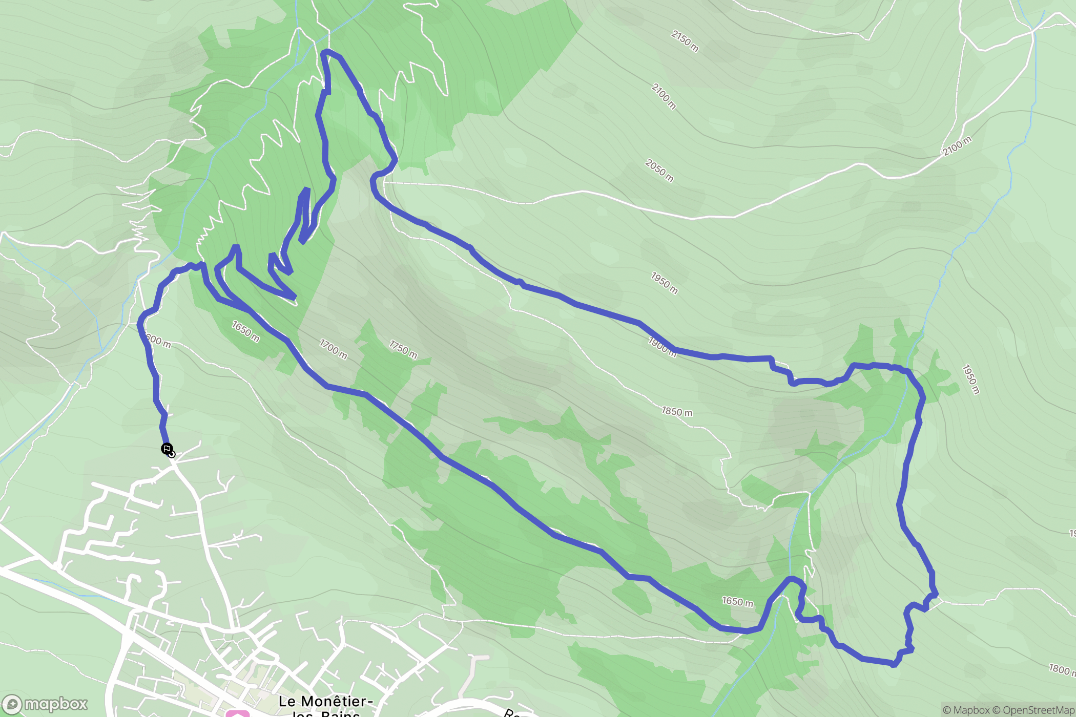 Le Monêtier-les-Bains : carte du parcours de randonnée - France