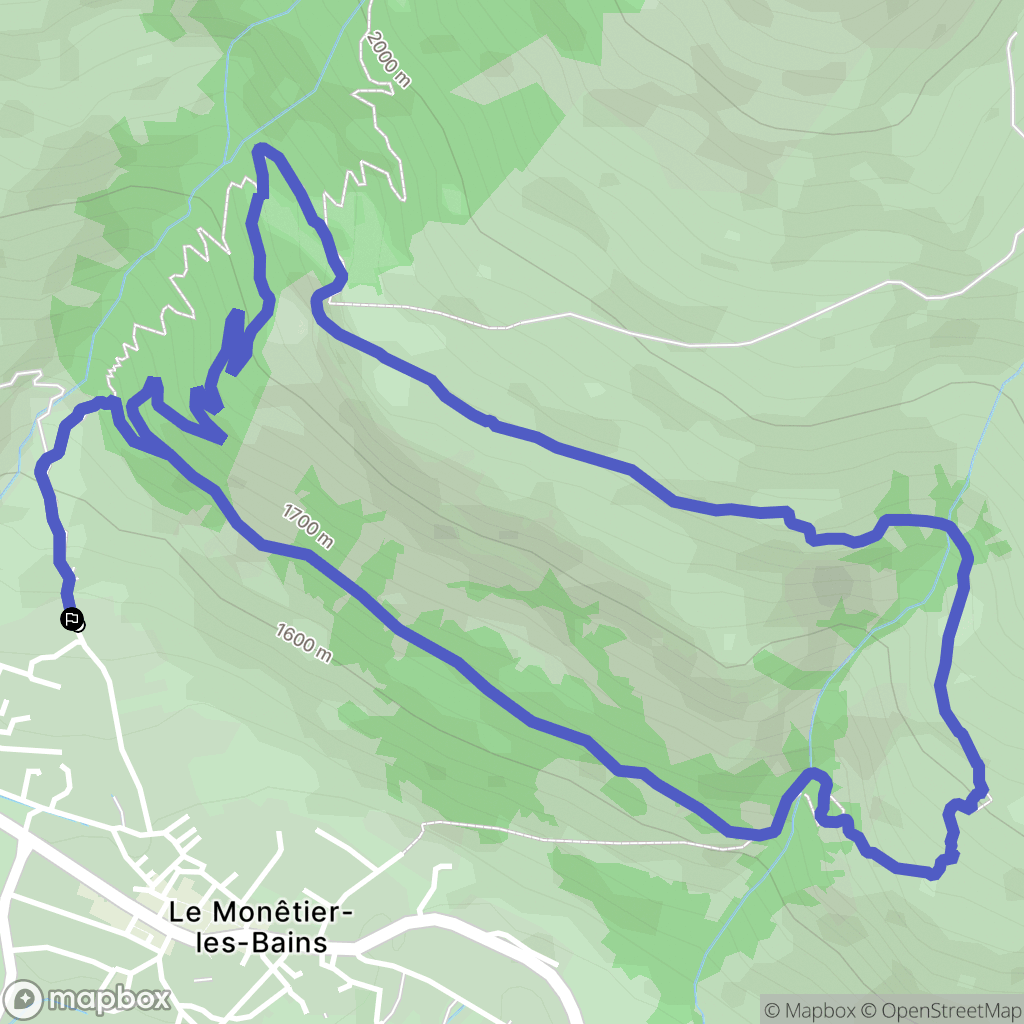 Le Monêtier-les-Bains : carte du parcours de randonnée - France