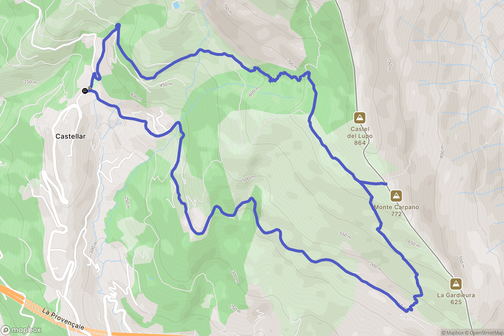 Castellar : carte du parcours de randonnée - France