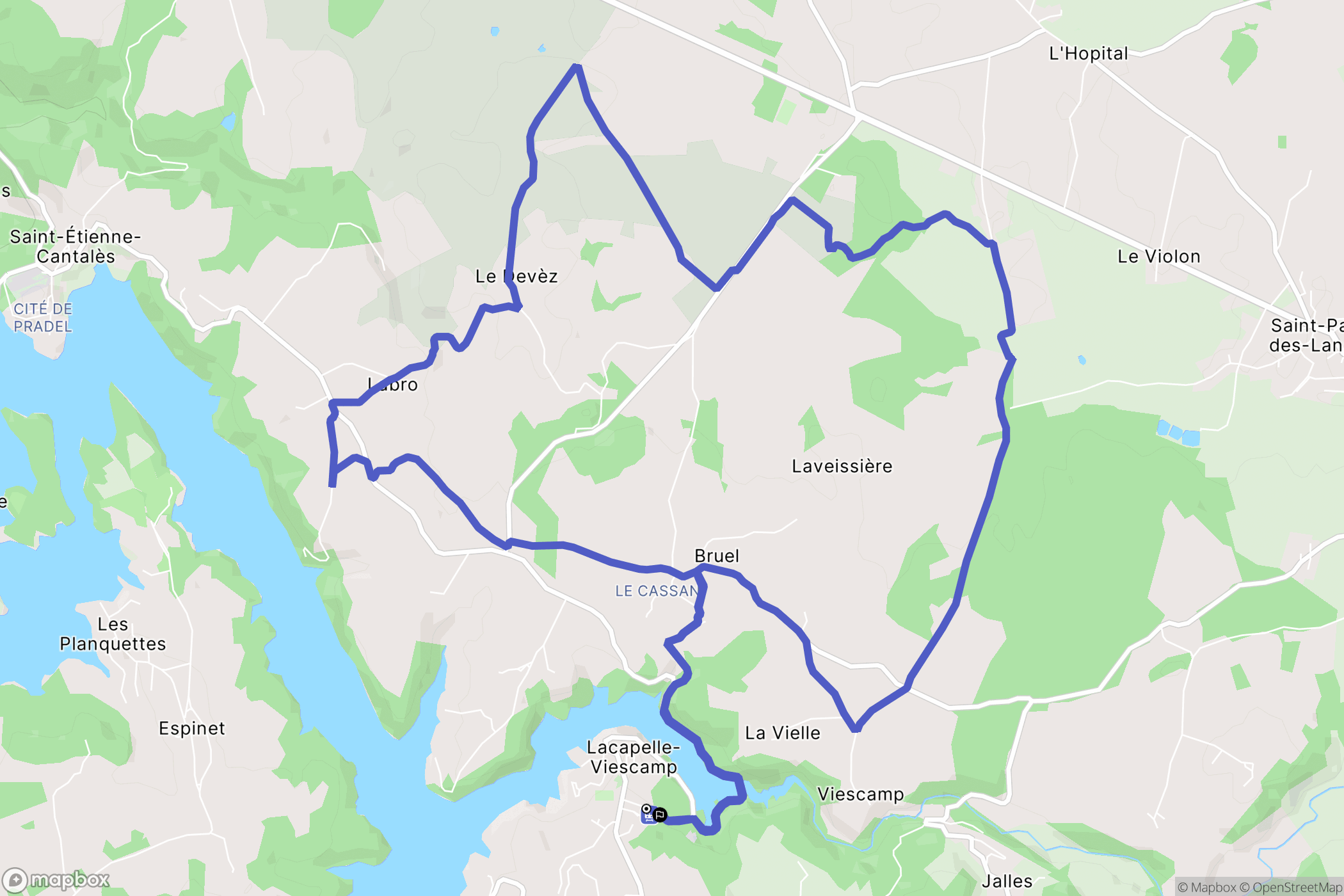 Lacapelle-Viescamp : carte du parcours de randonnée - France