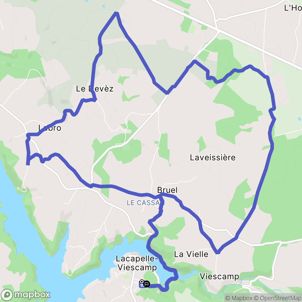 Lacapelle-Viescamp : carte du parcours de randonnée - France