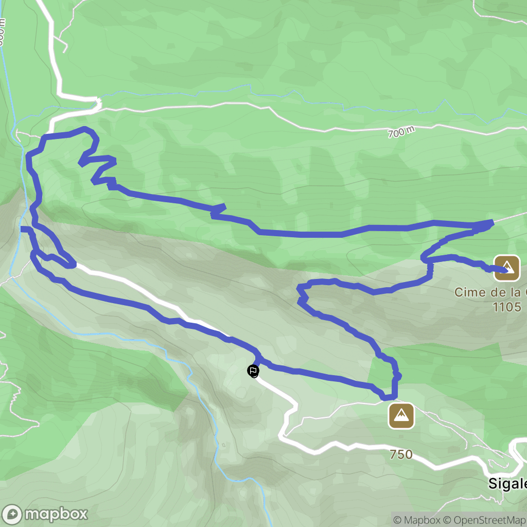 Sigale : carte du parcours de randonnée - France