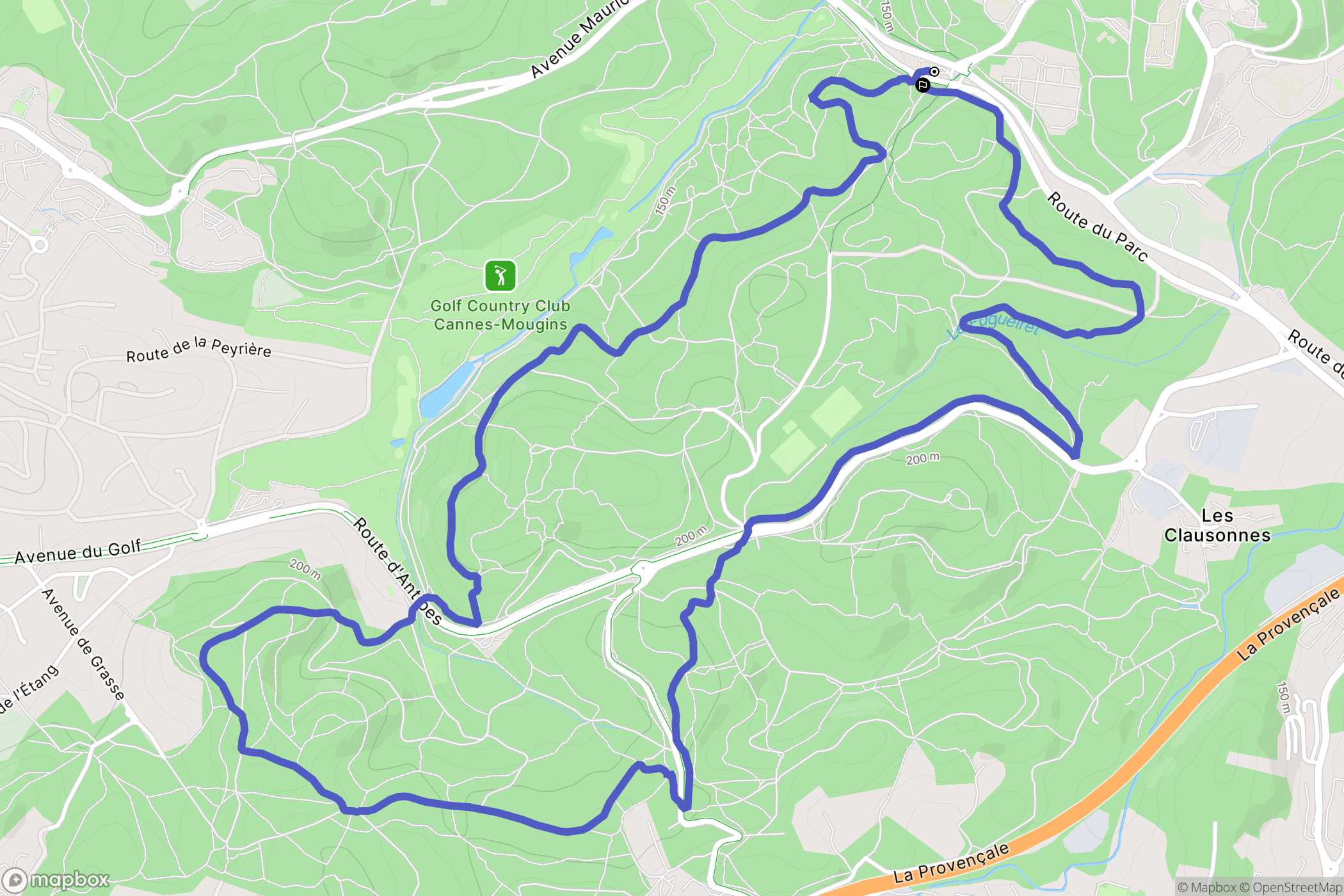 Sophia-Antipolis : carte du parcours de randonnée - France