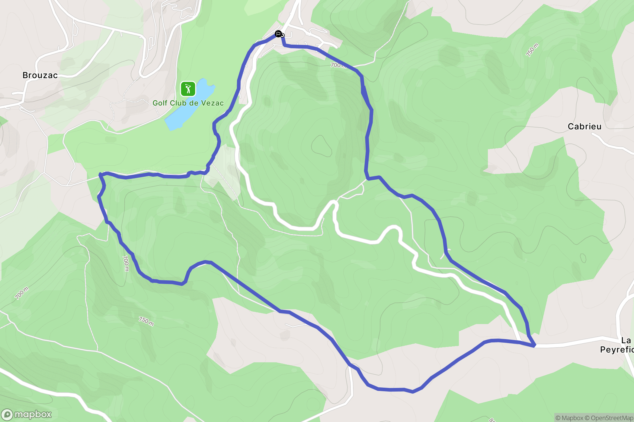 Vézac : carte du parcours de randonnée - France