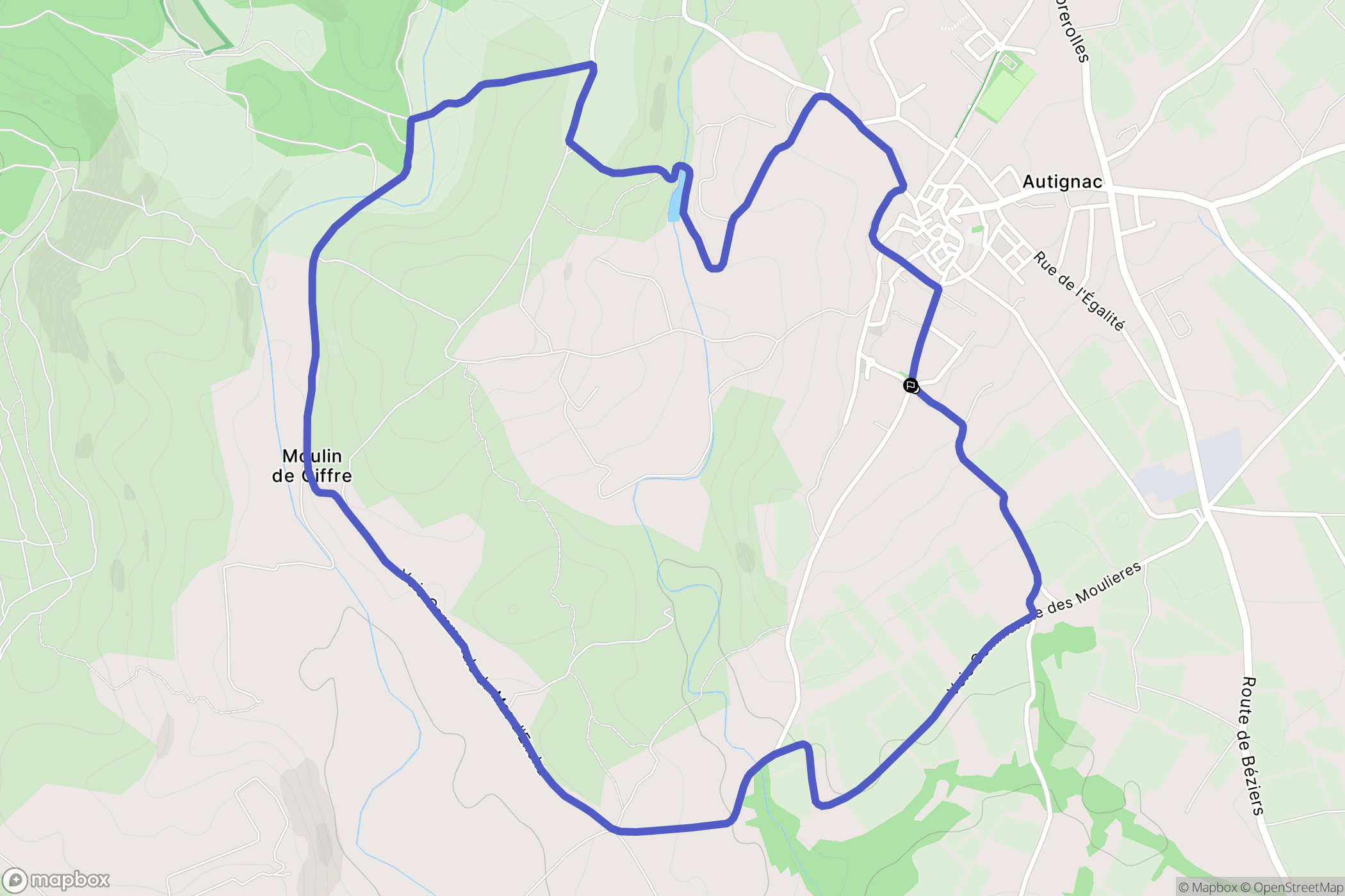 Autignac : carte du parcours de randonnée - France