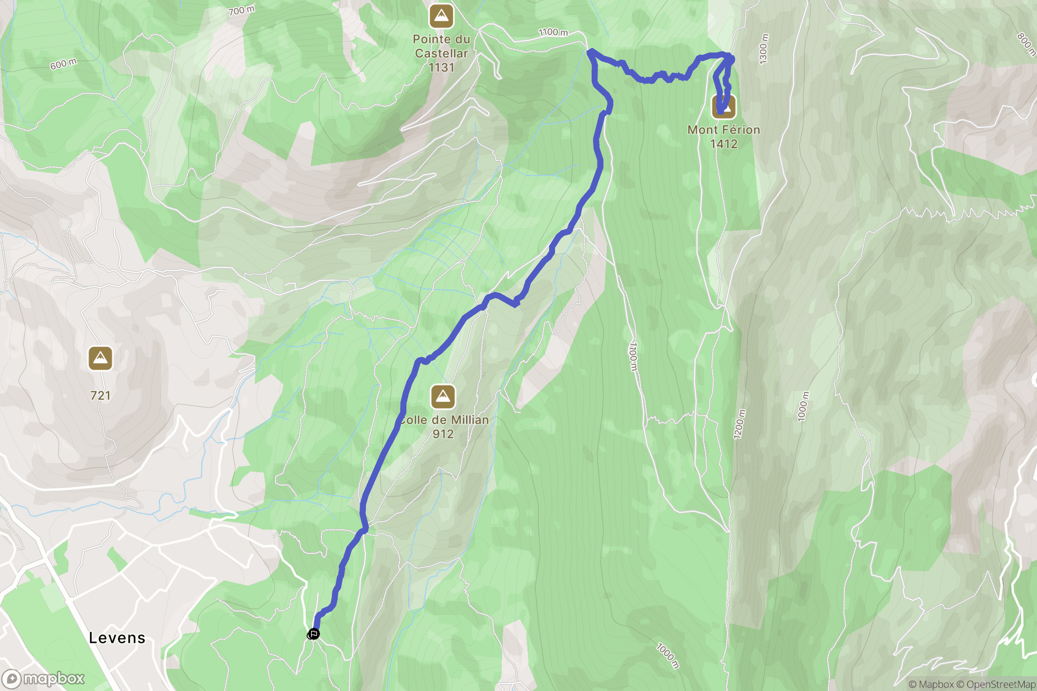 Levens : carte du parcours de randonnée - France