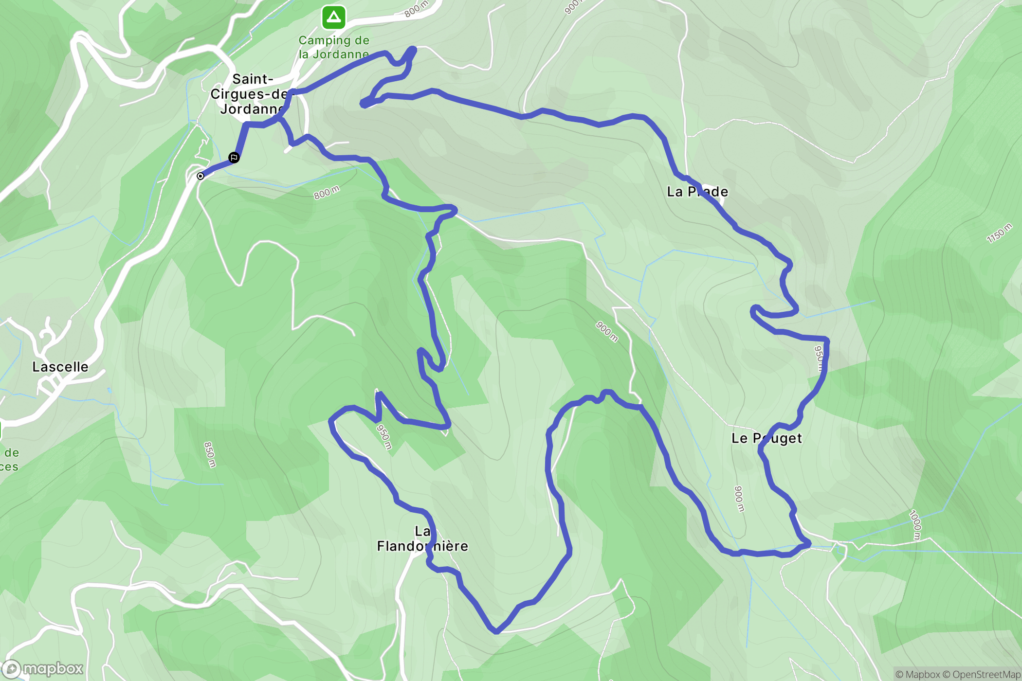 Saint-Cirgues-de-Jordanne : carte du parcours de randonnée - France