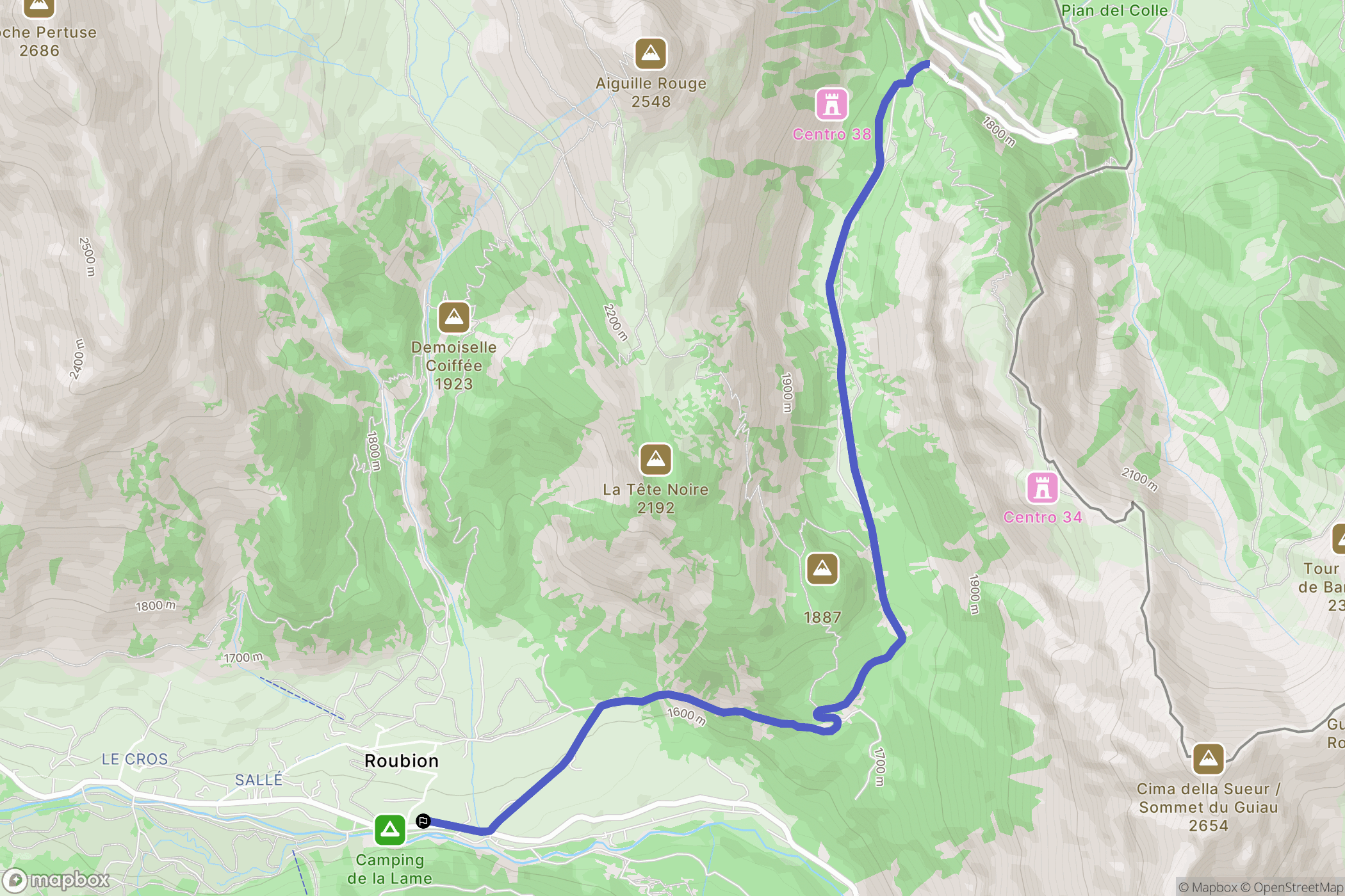 Roubion : carte du parcours de randonnée - France
