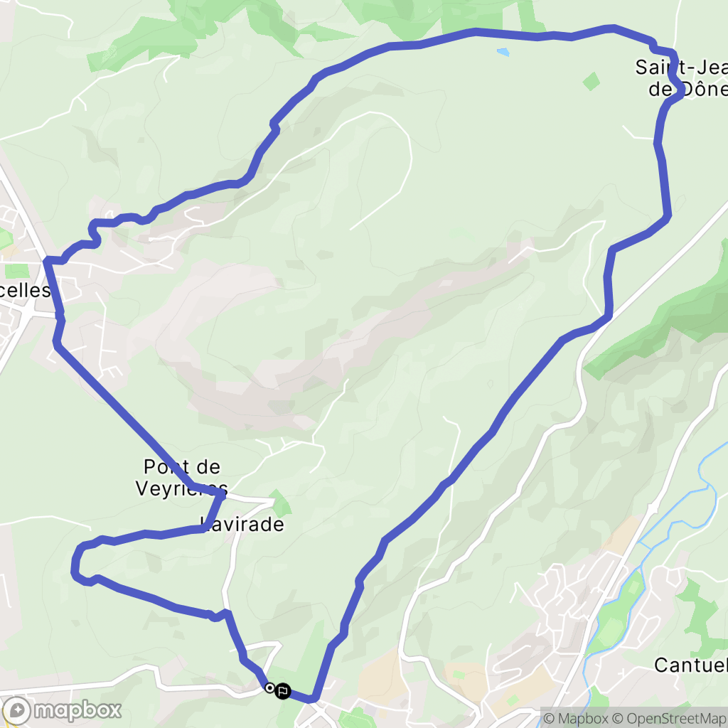 Aurillac : carte du parcours de randonnée - France