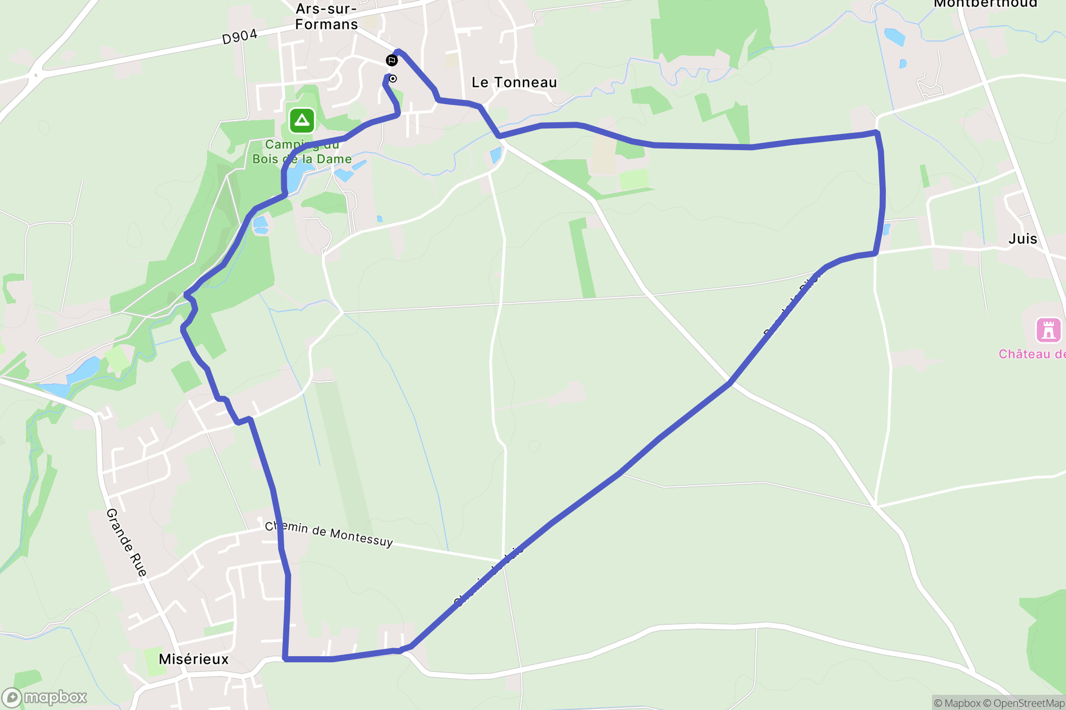 Ars-sur-Formans : carte du parcours de randonnée - France