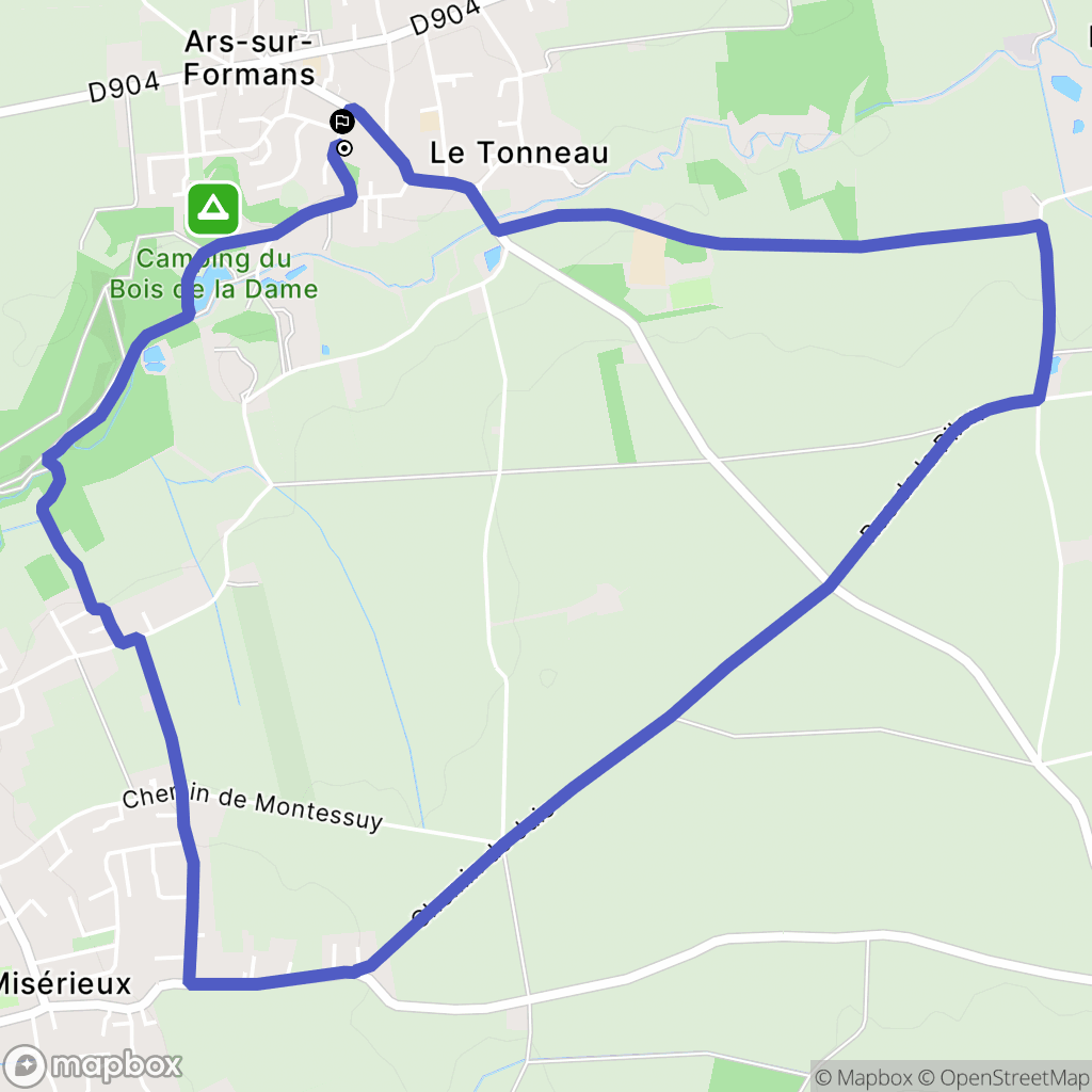 Ars-sur-Formans : carte du parcours de randonnée - France