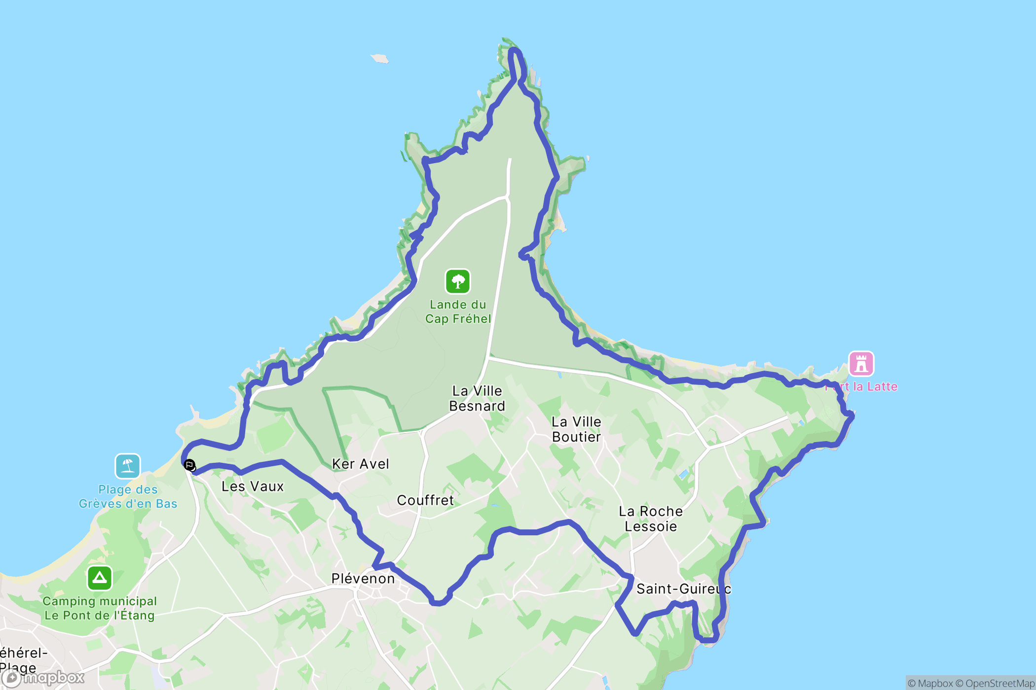 Plévenon : carte du parcours de randonnée - France