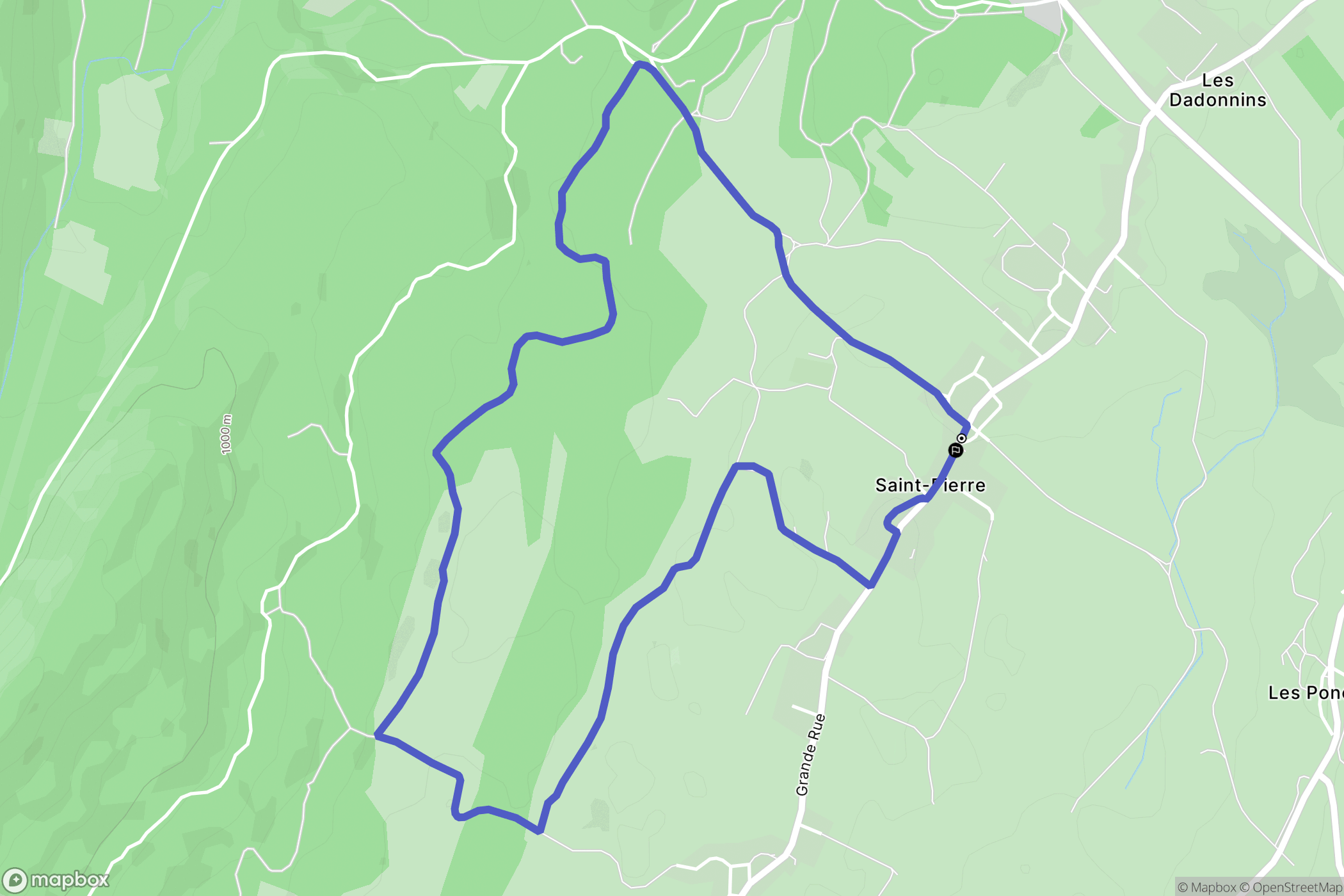 Saint-Pierre : carte du parcours de randonnée - France