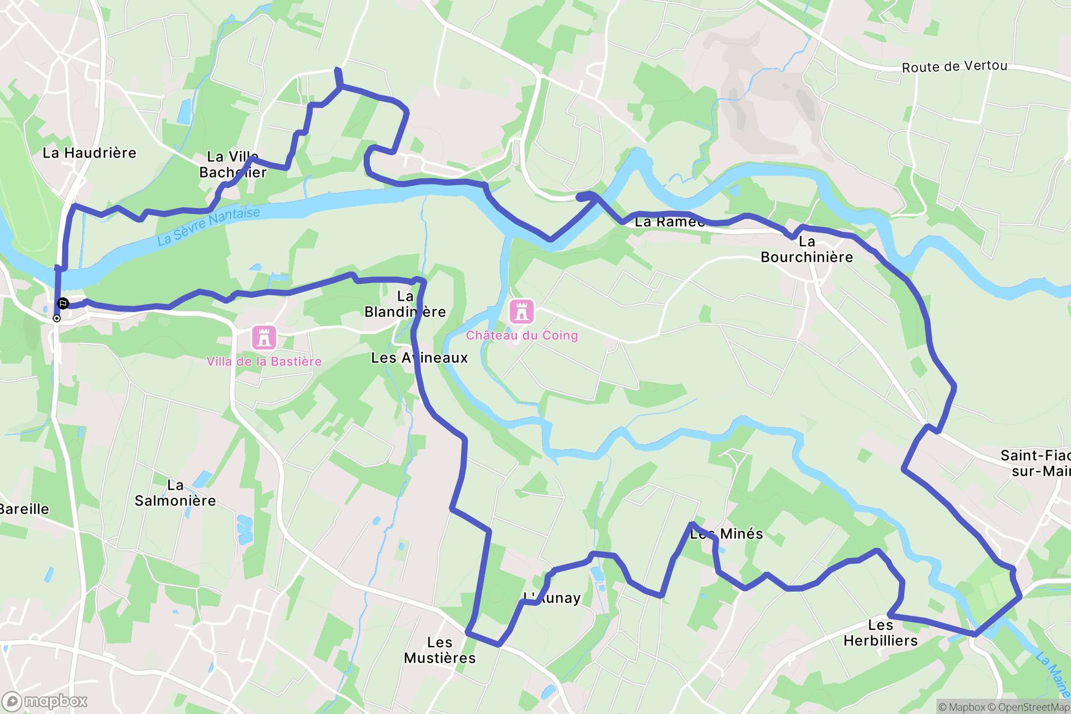Vertou : carte du parcours de randonnée - France