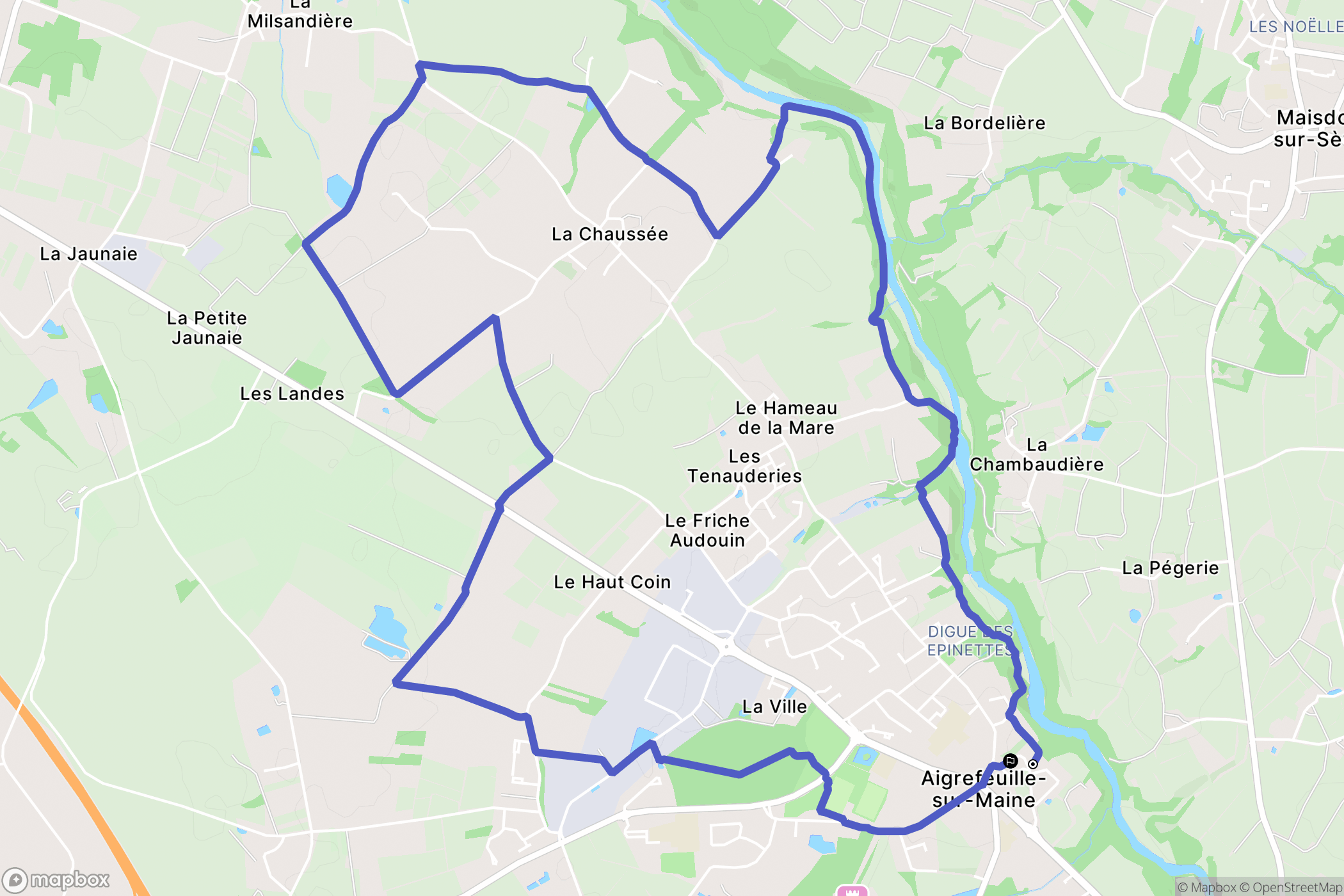 Aigrefeuille-sur-Maine : carte du parcours de randonnée - France