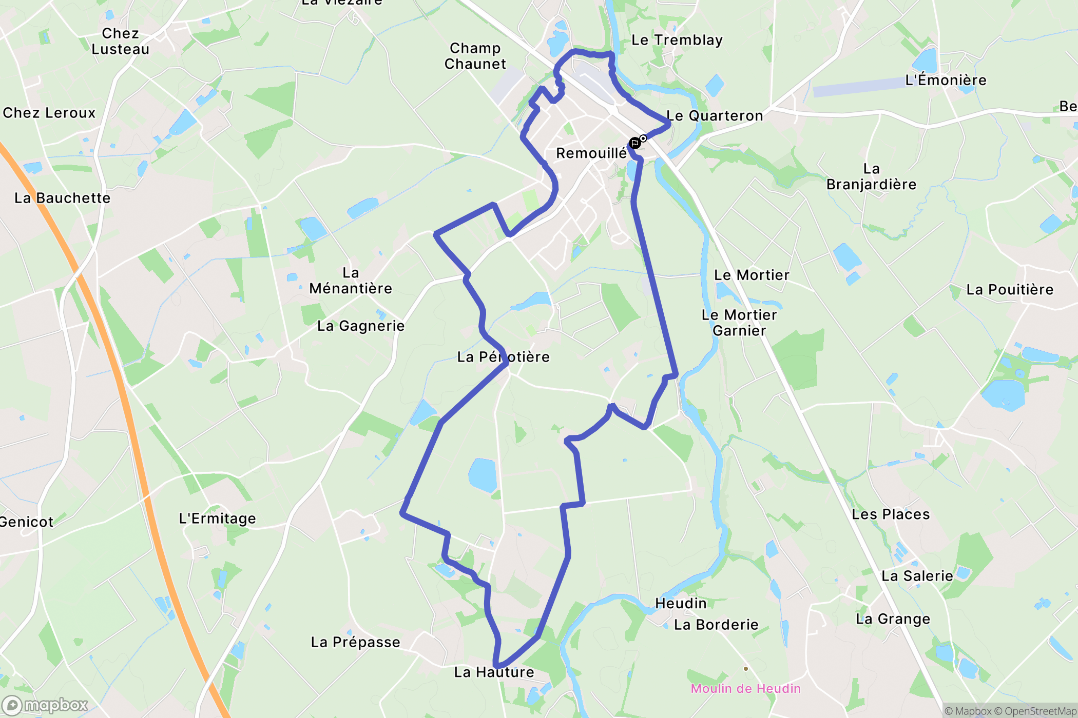 Remouillé : carte du parcours de randonnée - France