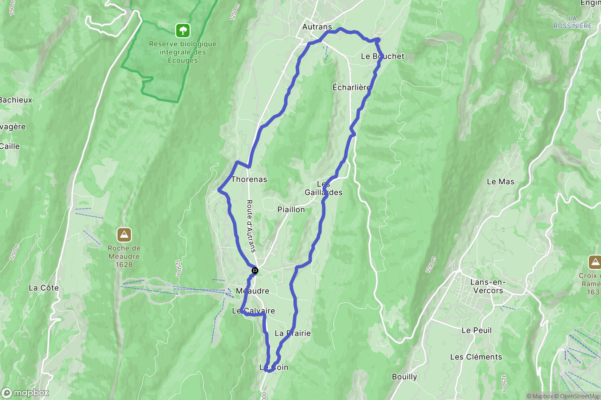 Méaudre : carte du parcours de randonnée - France