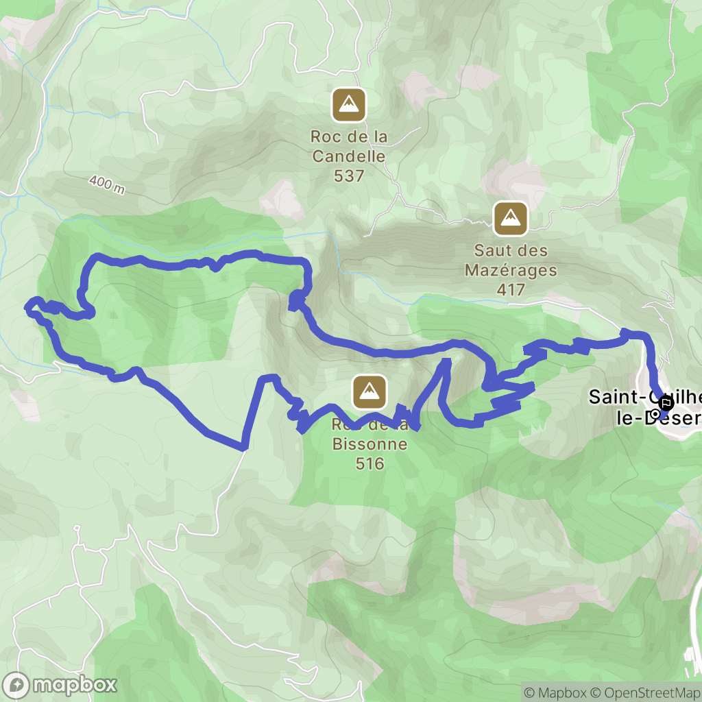 Saint-Guilhem-le-Désert : carte du parcours de randonnée - France