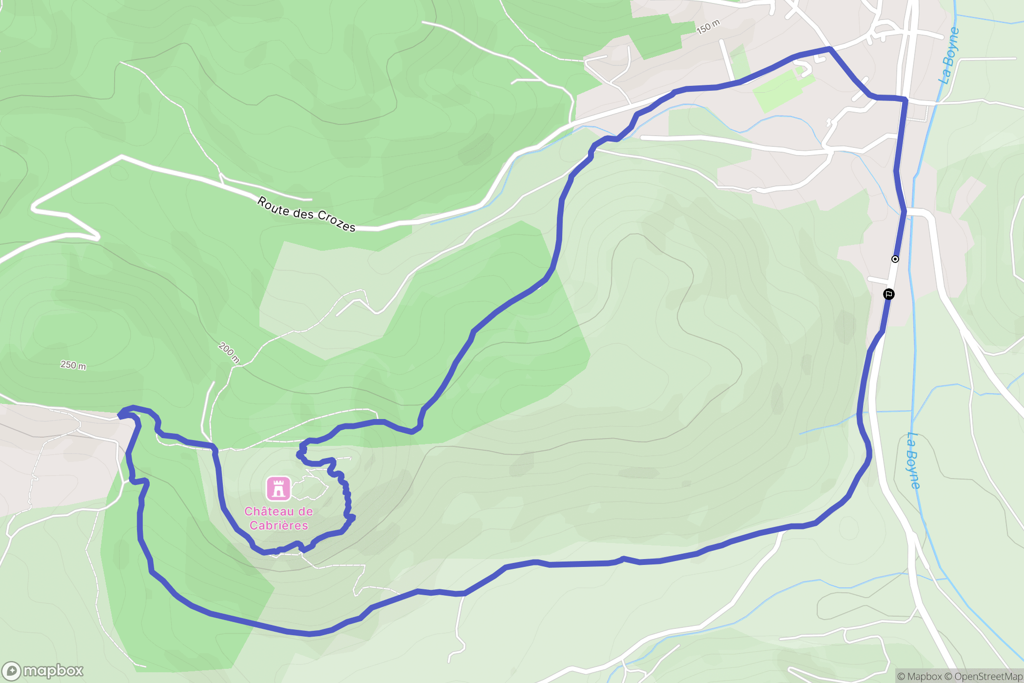 Cabrières : carte du parcours de randonnée - France