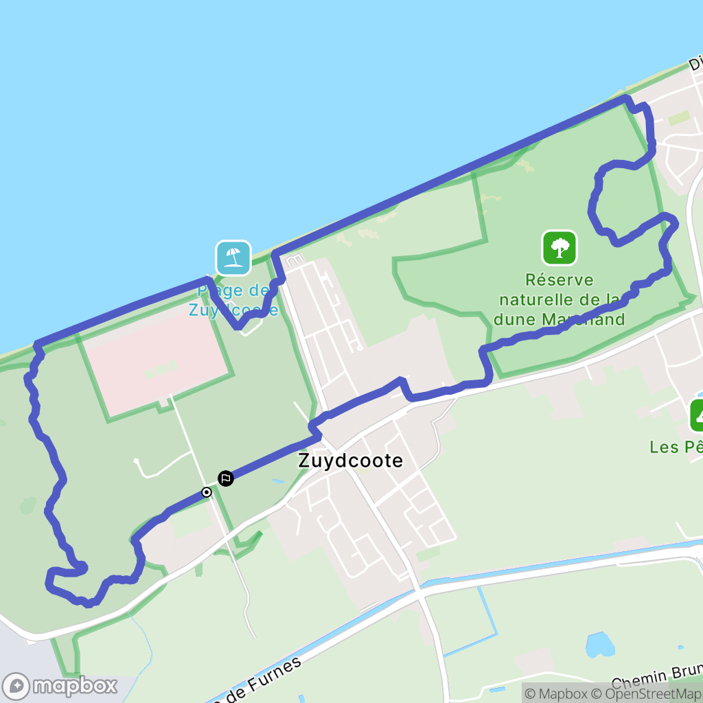 Zuydcoote : carte du parcours de randonnée - France