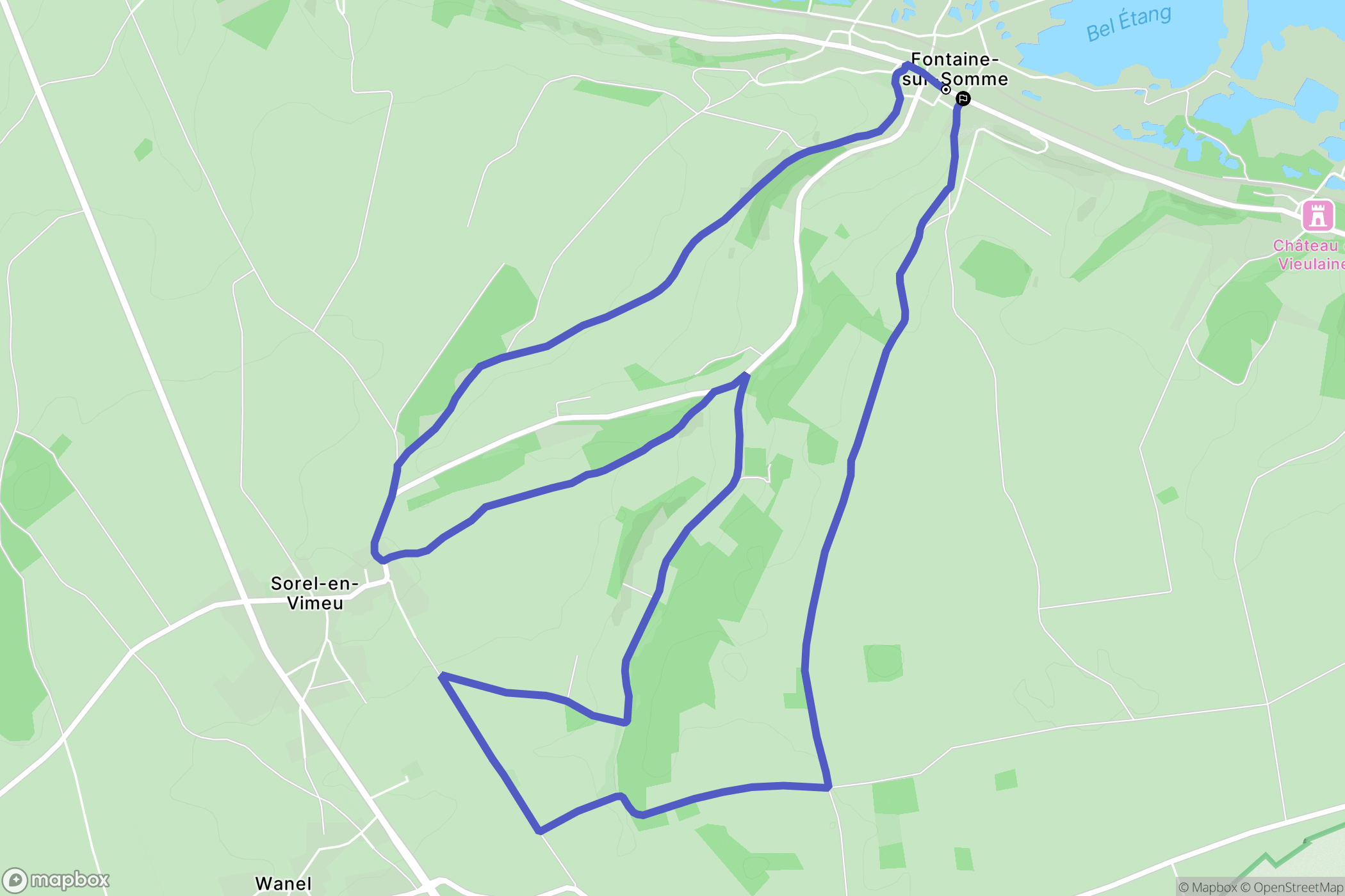 Fontaine-sur-Somme : carte du parcours de randonnée - France