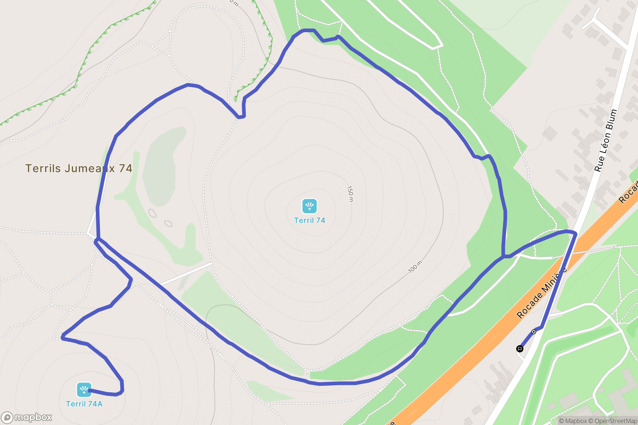 Liévin : carte du parcours de randonnée - France