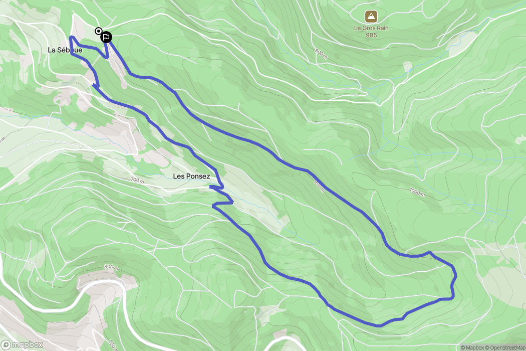 Col de la Séboue, Fraize : carte du parcours de randonnée - France