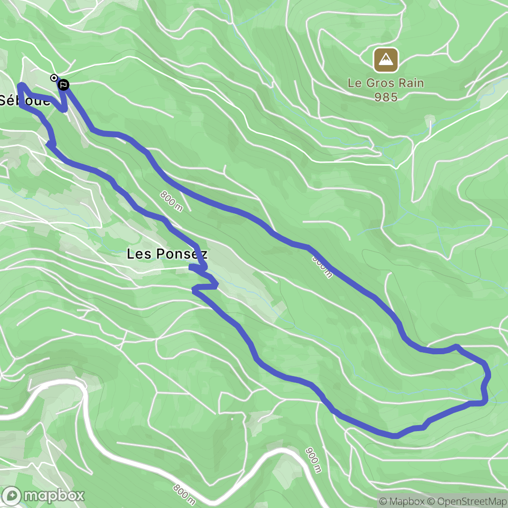 Col de la Séboue, Fraize : carte du parcours de randonnée - France