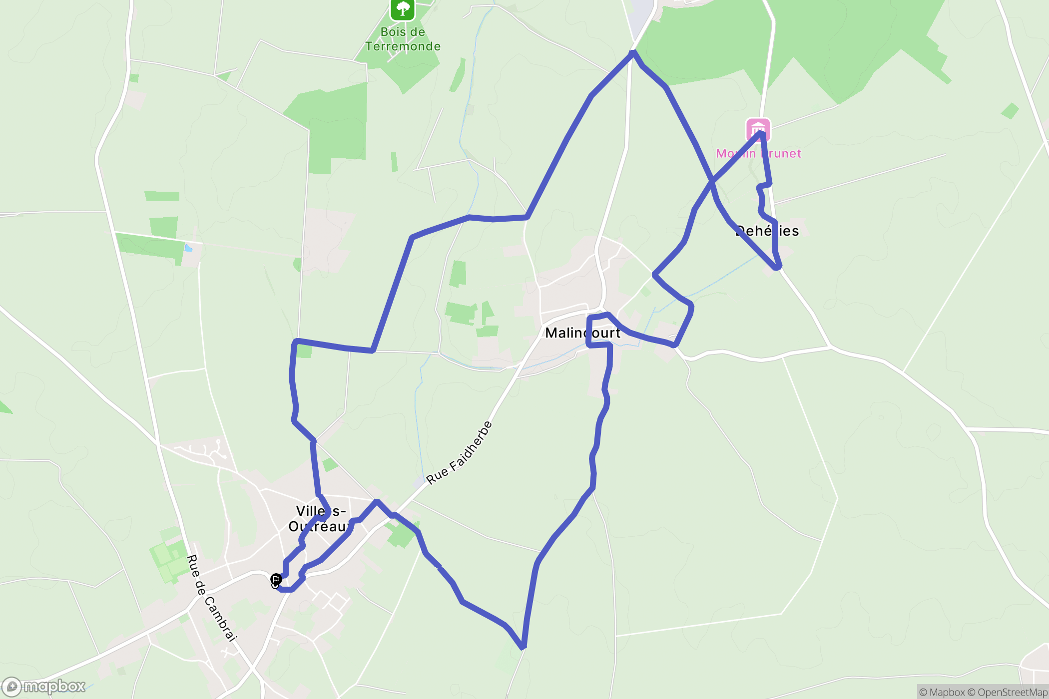 Villers-Outréaux : carte du parcours de randonnée - France