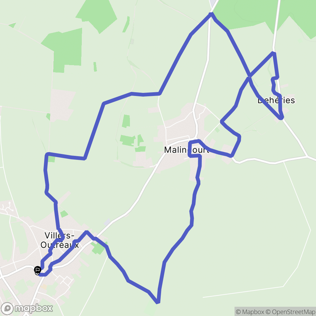 Villers-Outréaux : carte du parcours de randonnée - France