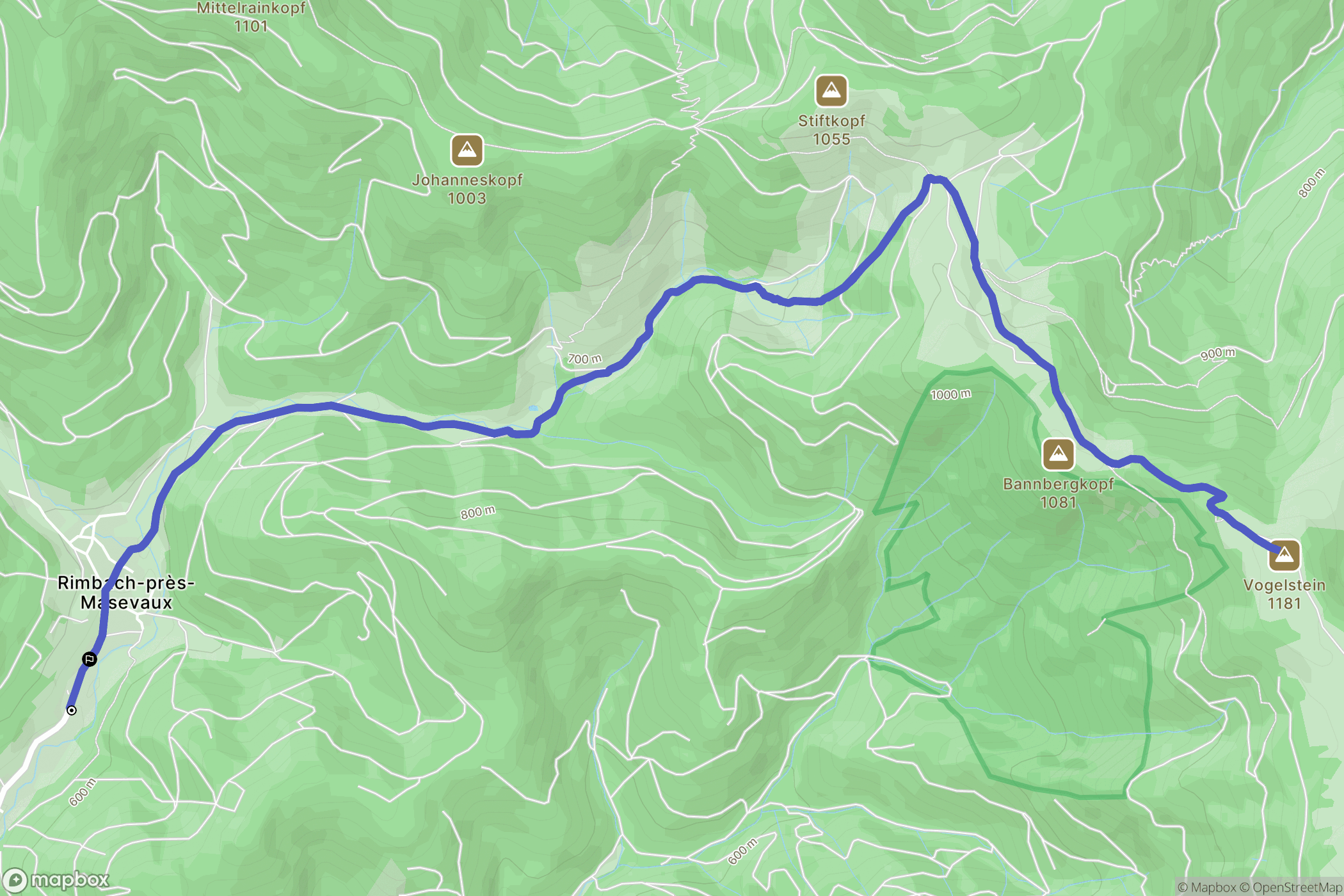 Rimbach-prés-Masevaux : carte du parcours de randonnée - France