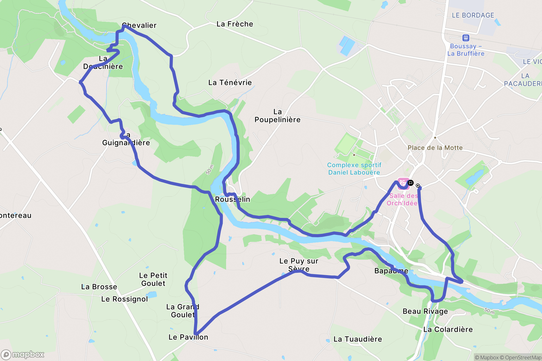 Boussay : carte du parcours de randonnée - France