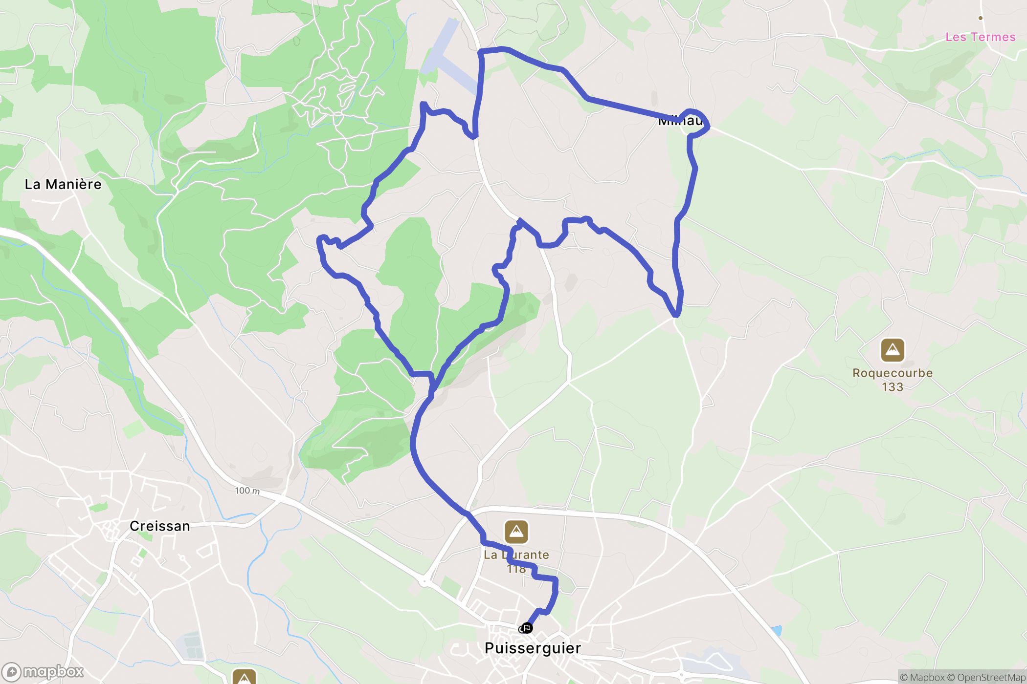 Puisserguier : carte du parcours de randonnée - France