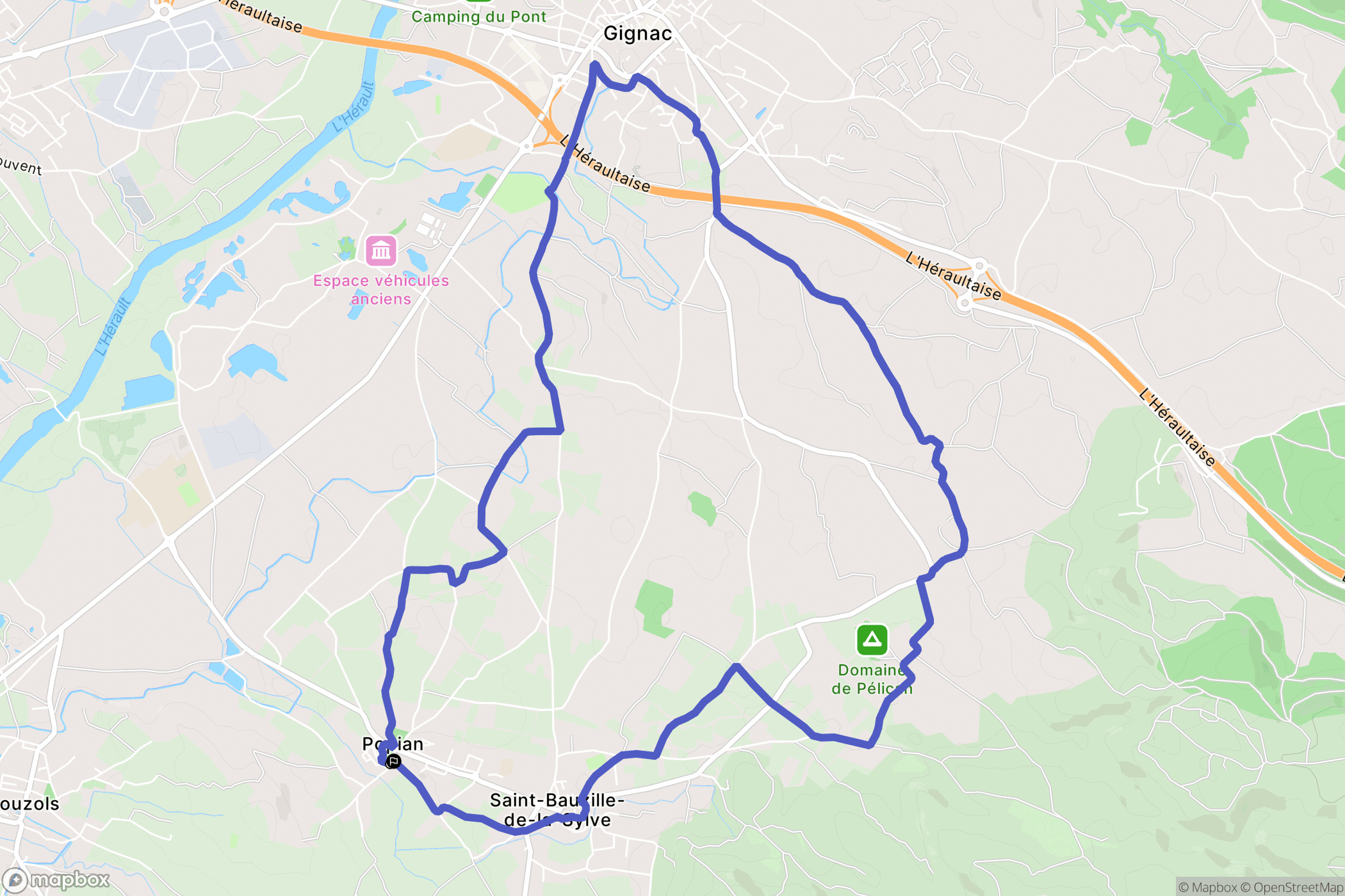Popian : carte du parcours de randonnée - France