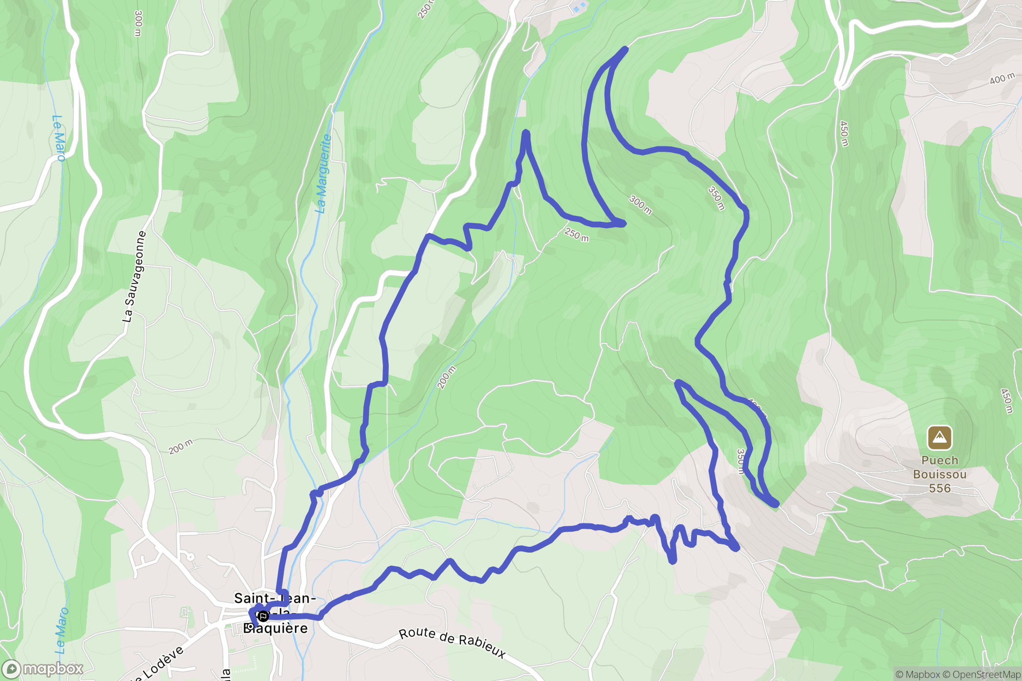 Saint-Jean-de-la-Blaquière : carte du parcours de randonnée - France