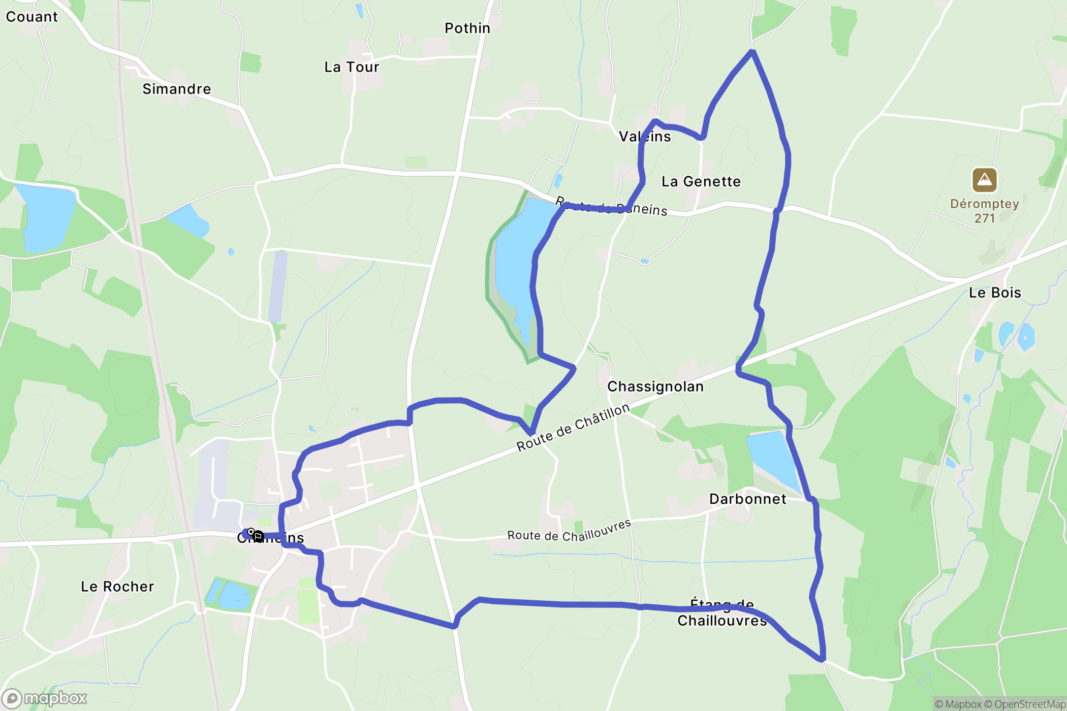 Chaneins : carte du parcours de randonnée - France