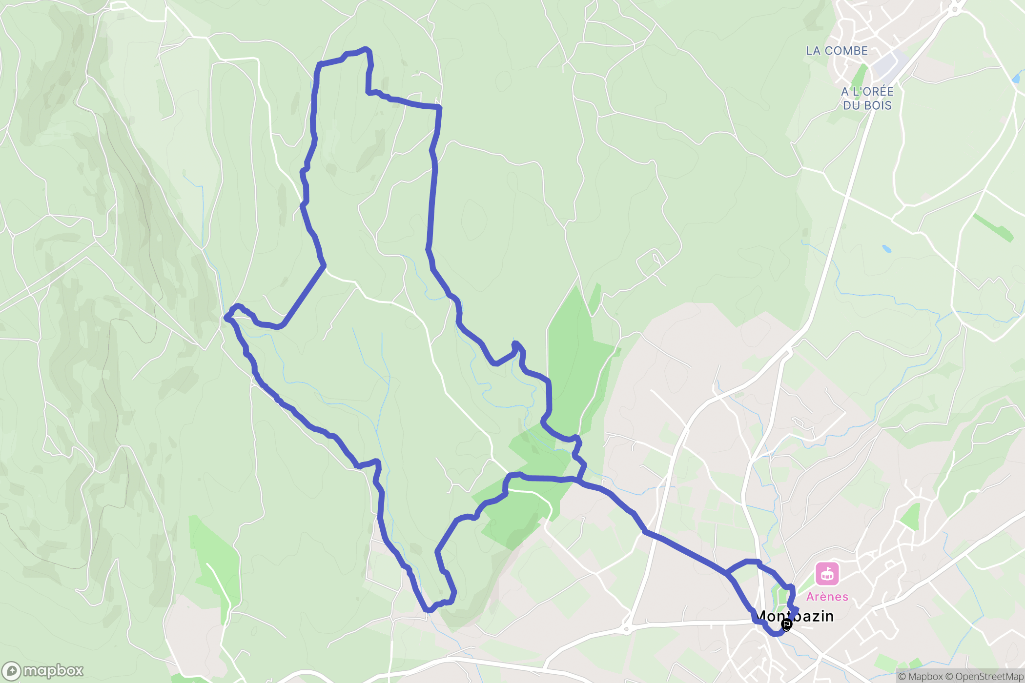Montbazin : carte du parcours de randonnée - France